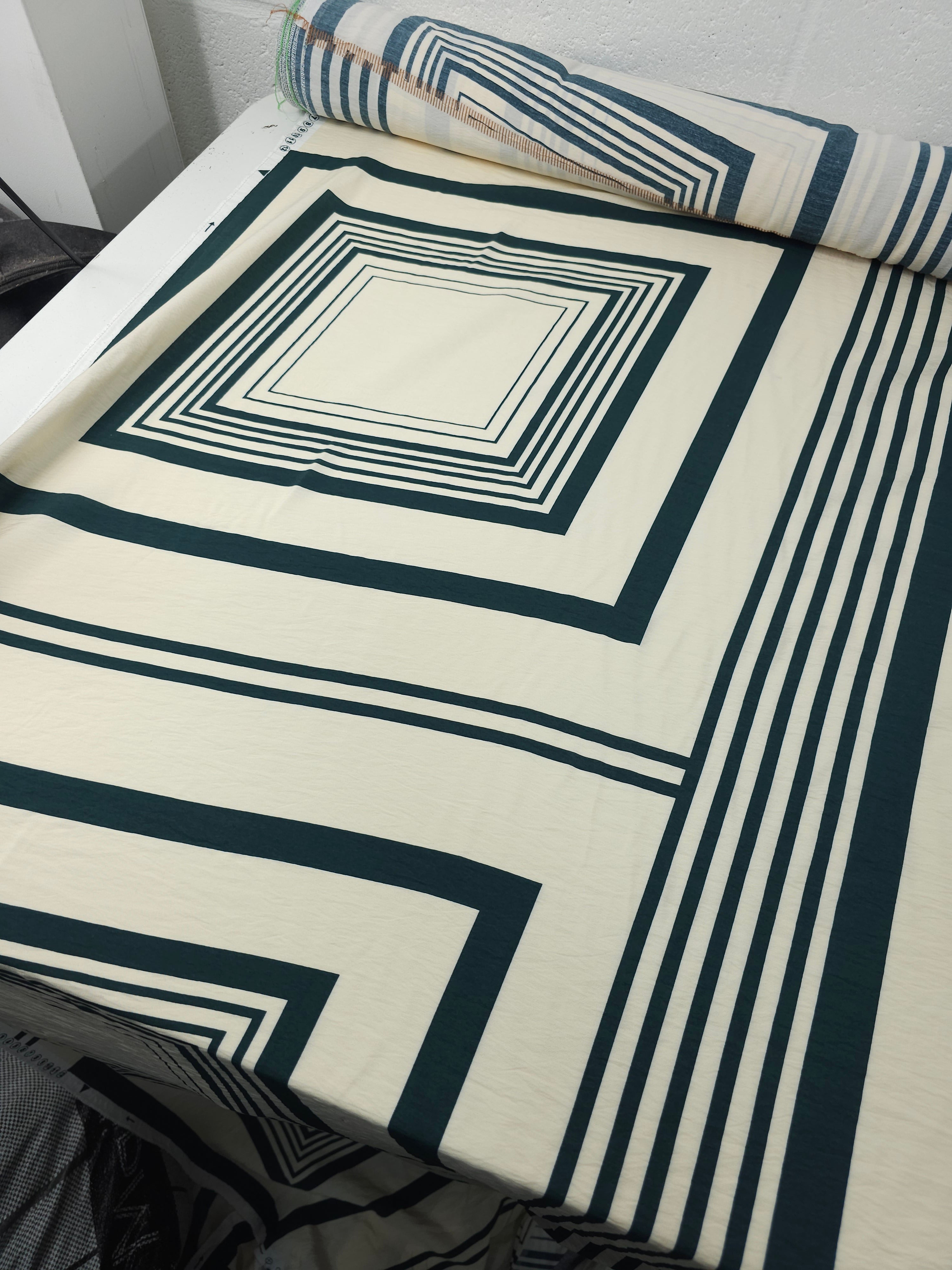 Cream/Petrol Teal Twin Square Geometric Modal