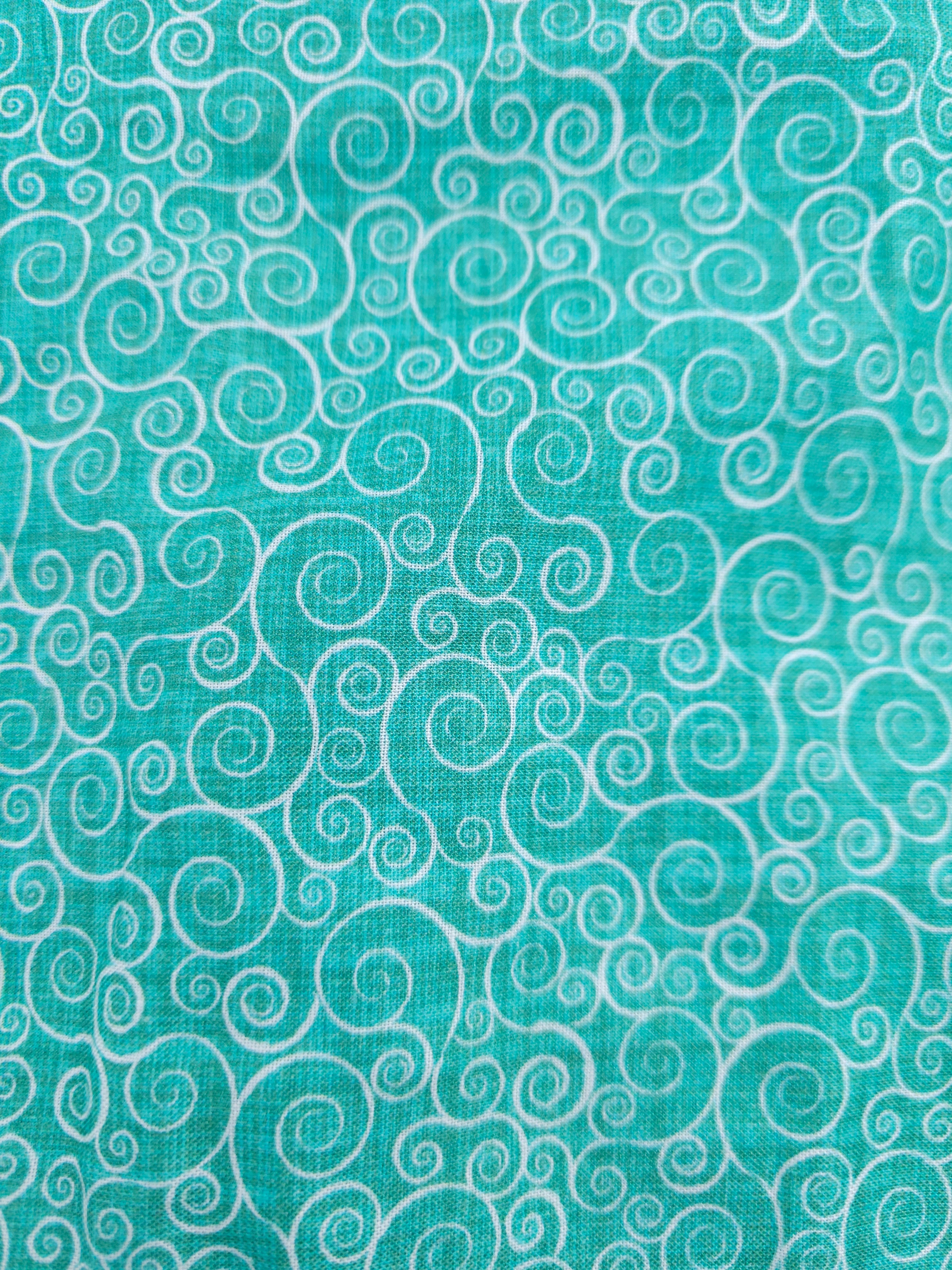 Turquoise Swirls Cotton - 3.6m Piece