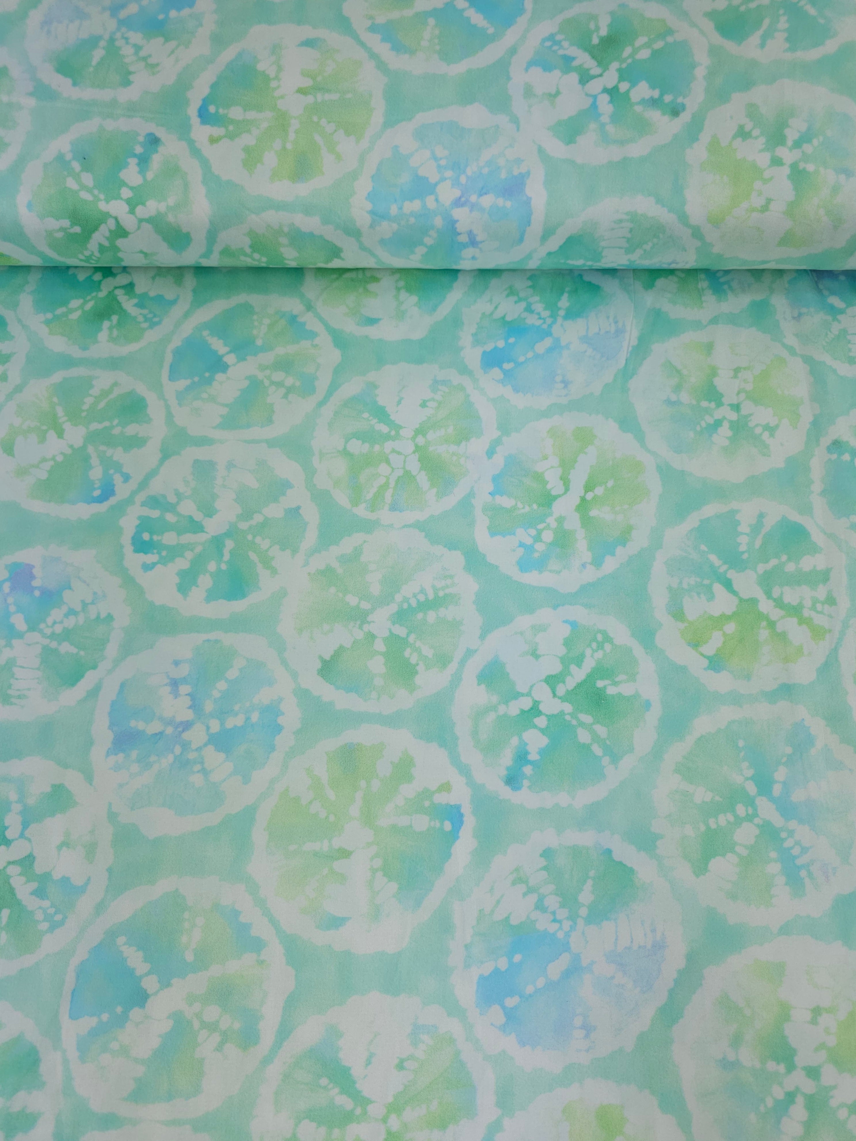 Citrus Blue/Green Shell Cotton Sateen - Robert Kaufman