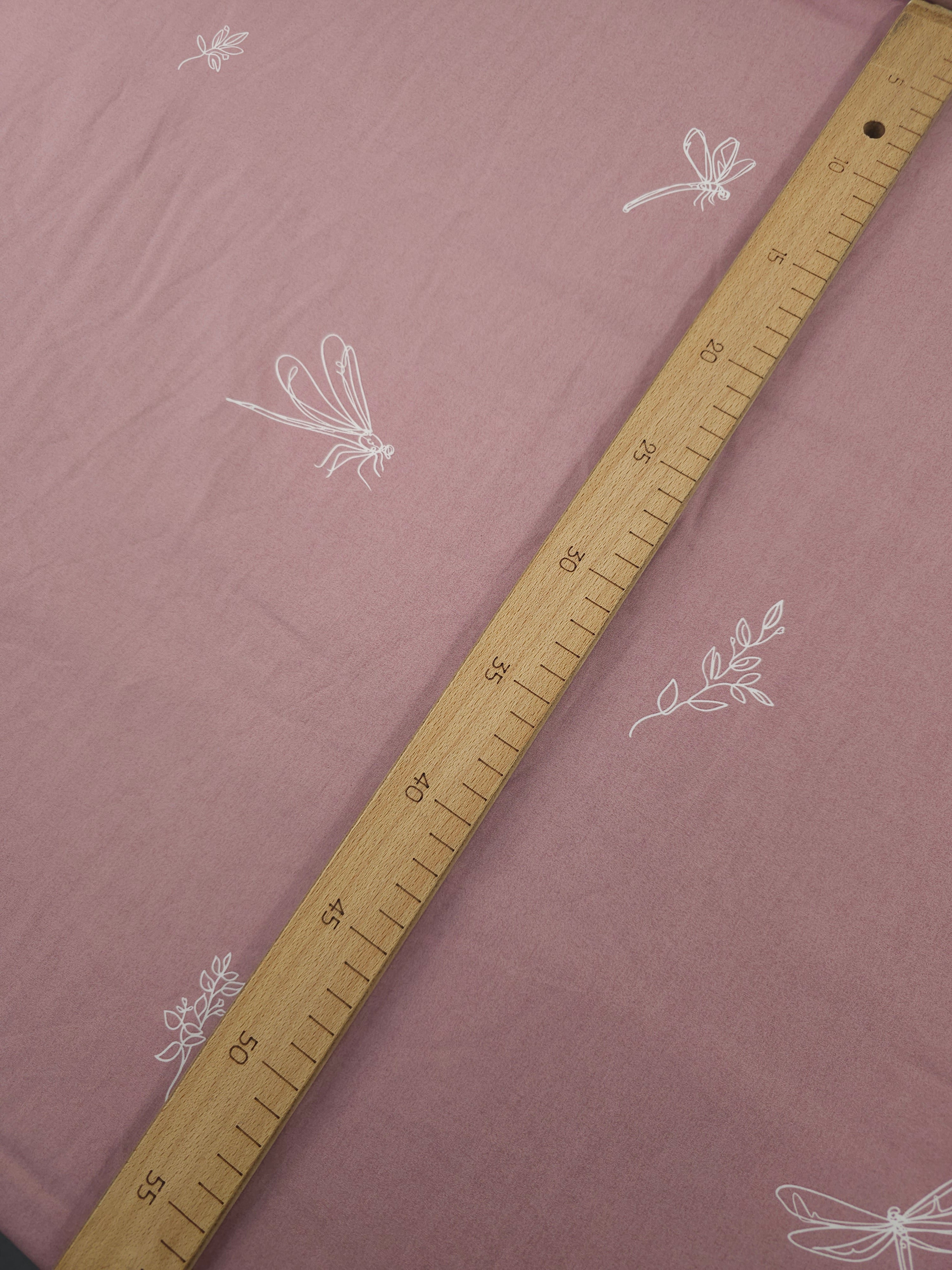 Rosewood Blush Floral Dragonfly Lightweight Cotton 60"