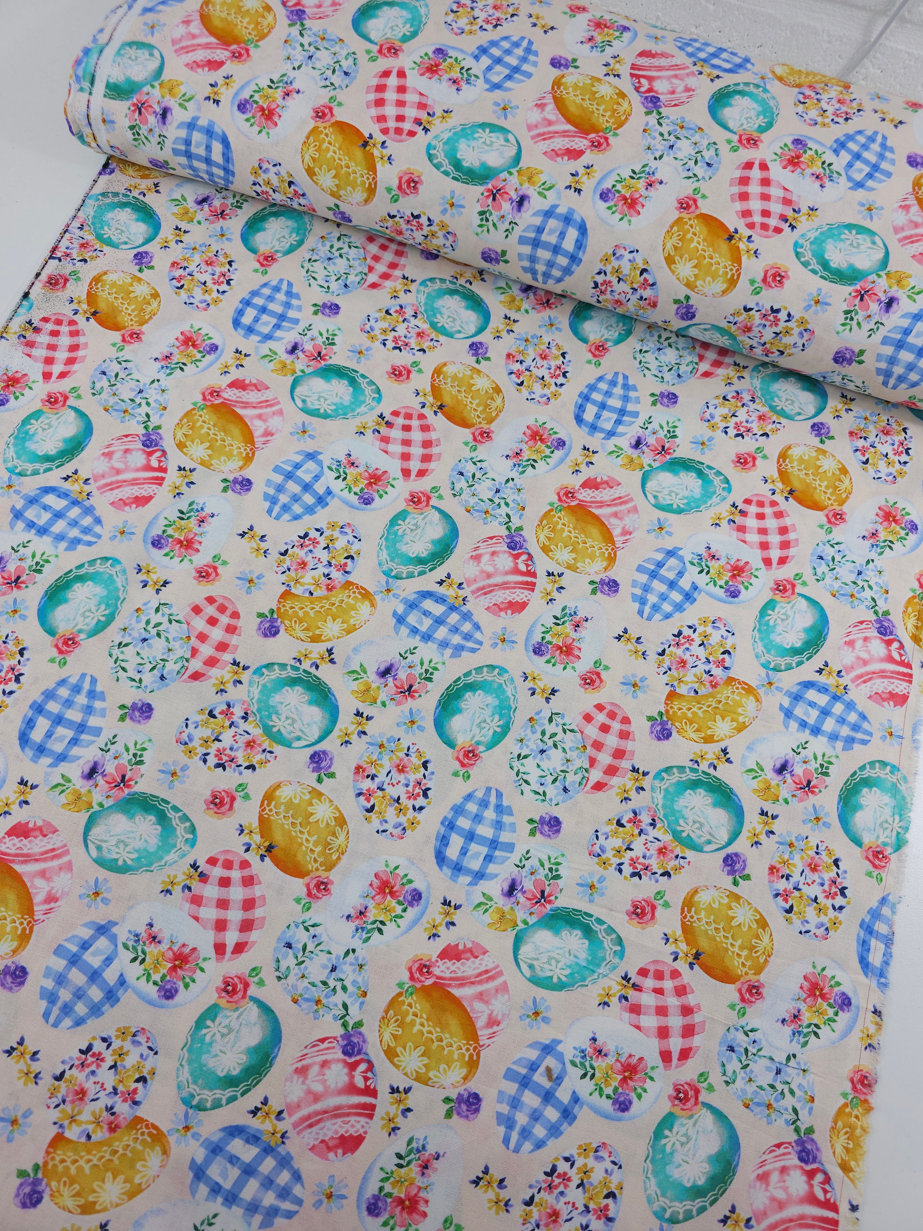 Retro Floral Easter Egg 100% Cotton
