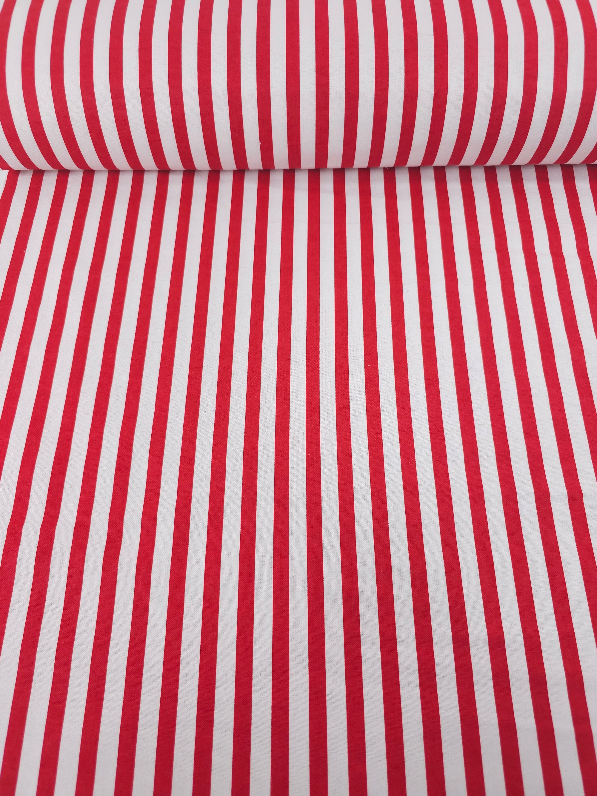 Red Stripe Flannel Backed Cnavas Cotton