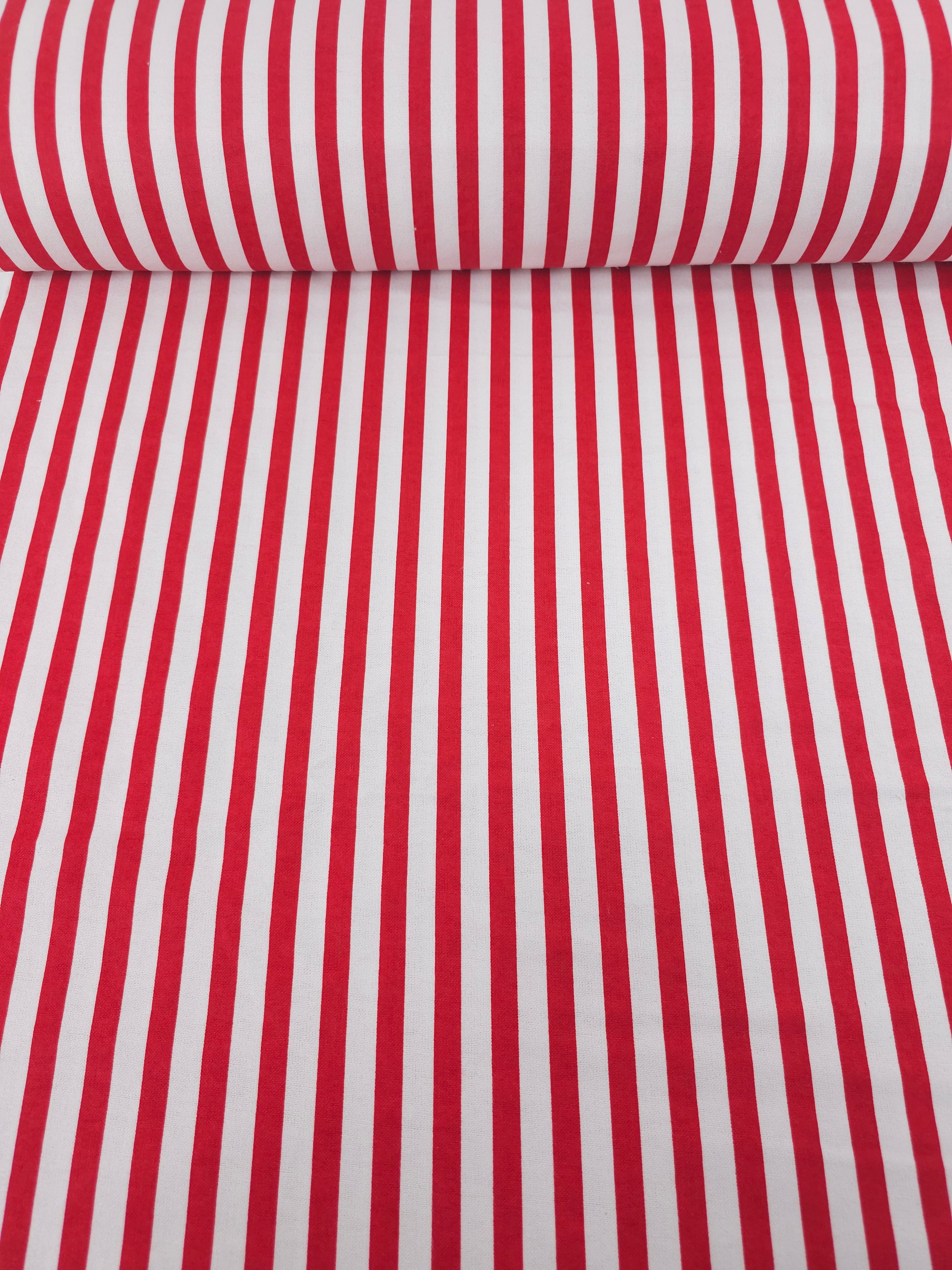 Red Stripe Flannel Backed Cnavas Cotton