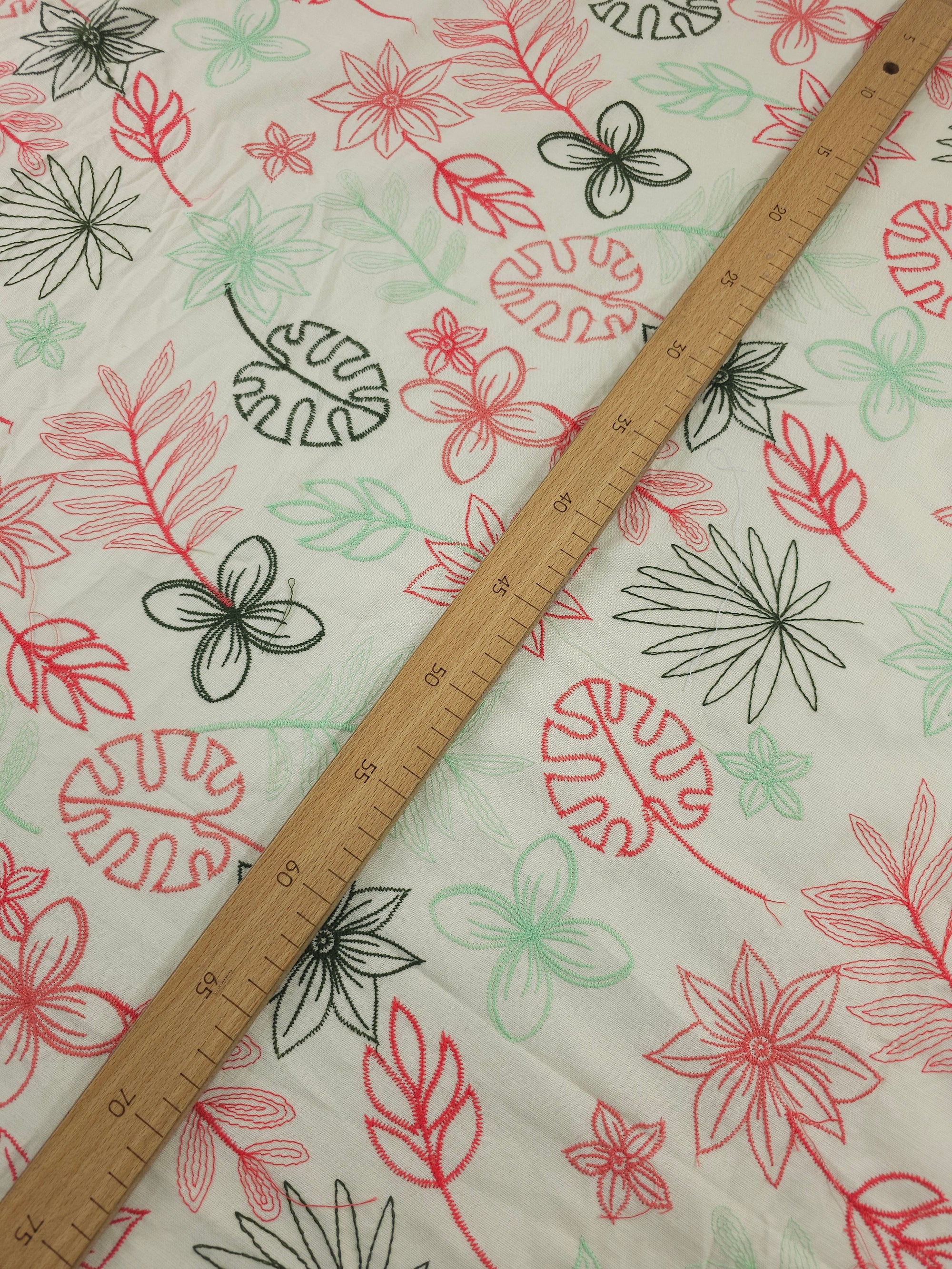 Palm Leaf Linen Look Cotton Broderie Anglaise