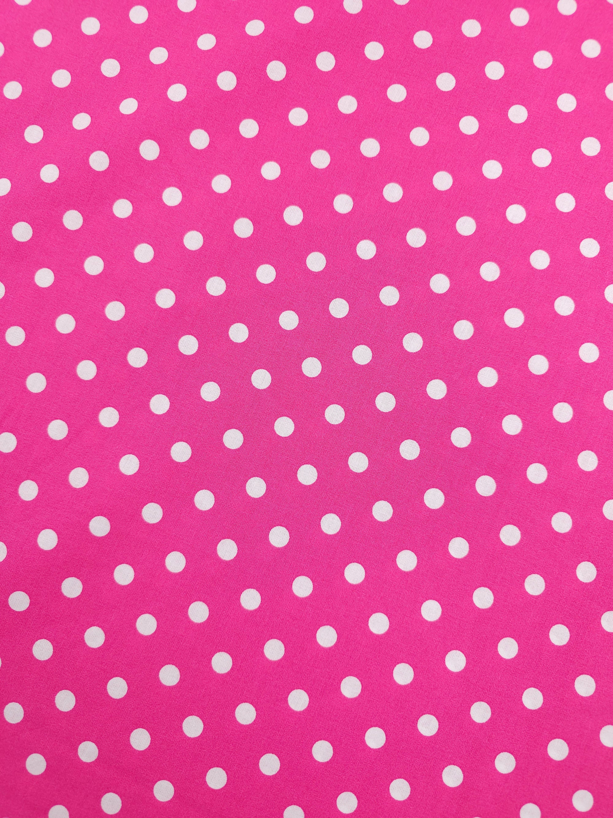 Bright Fuchsia Pink Small Polka Spot Lightweight Cotton 55"