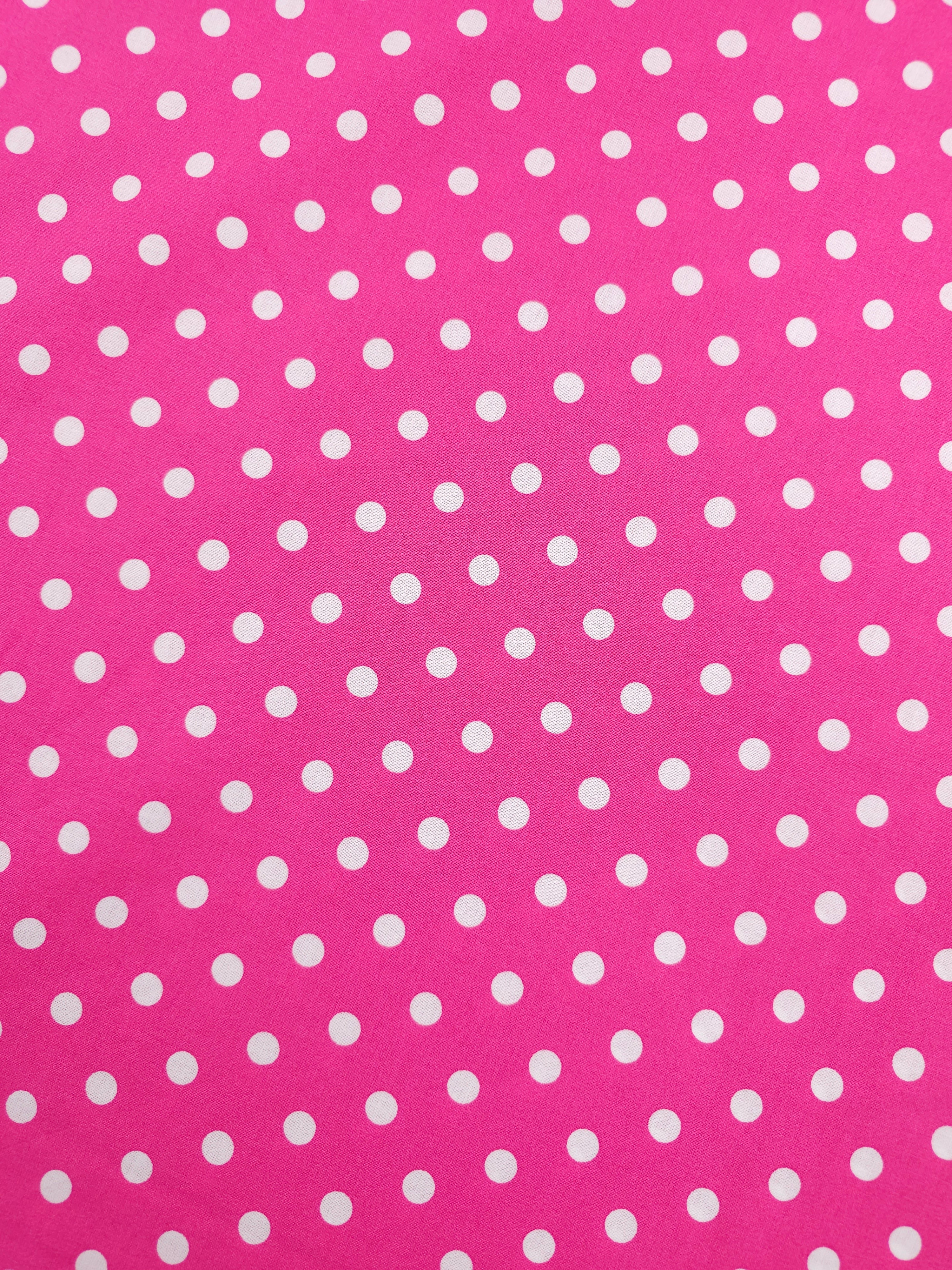 Bright Fuchsia Pink Small Polka Spot Lightweight Cotton 55"