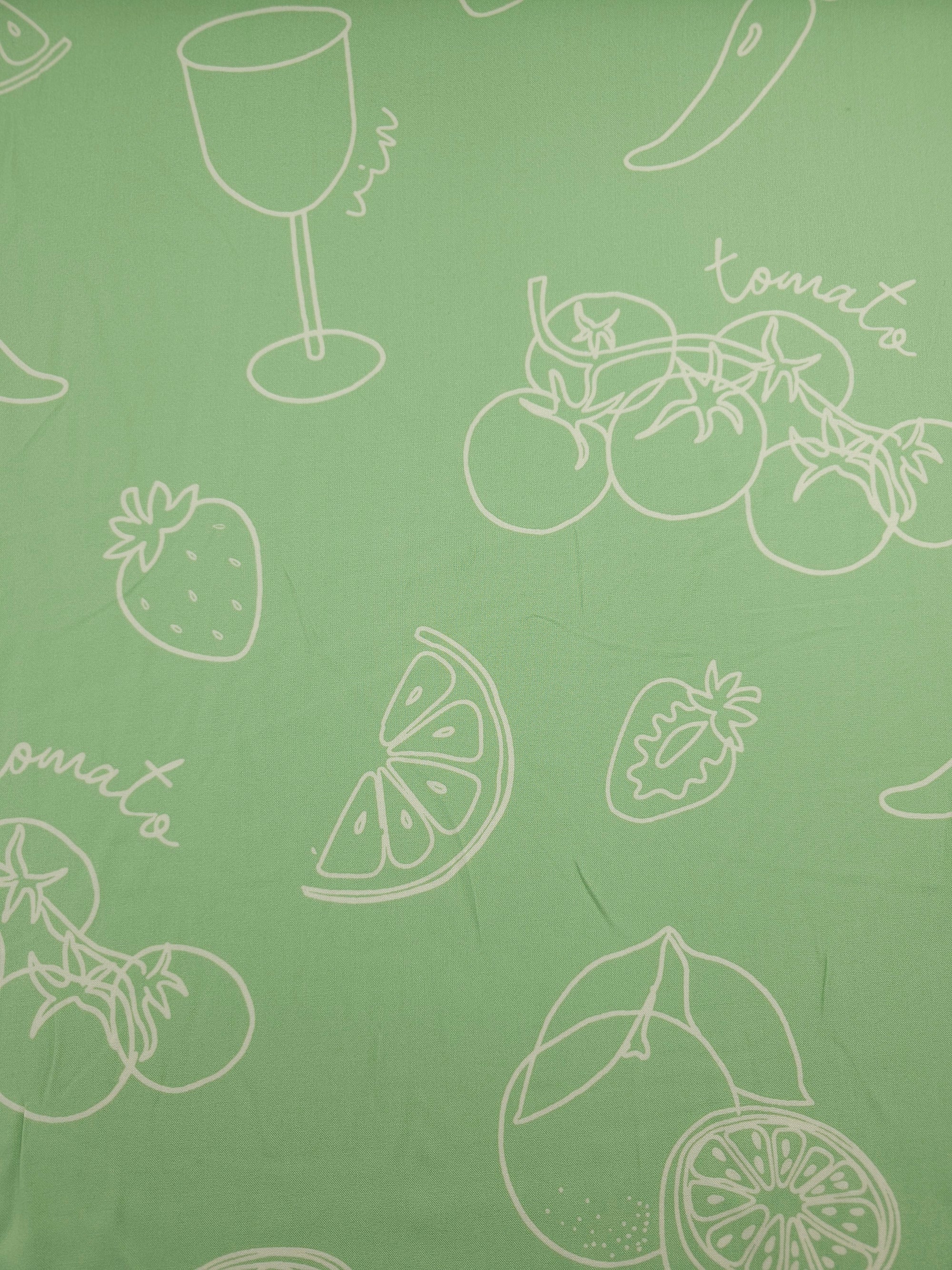 Minty Sage Fruit Cocktail Viscose Challis