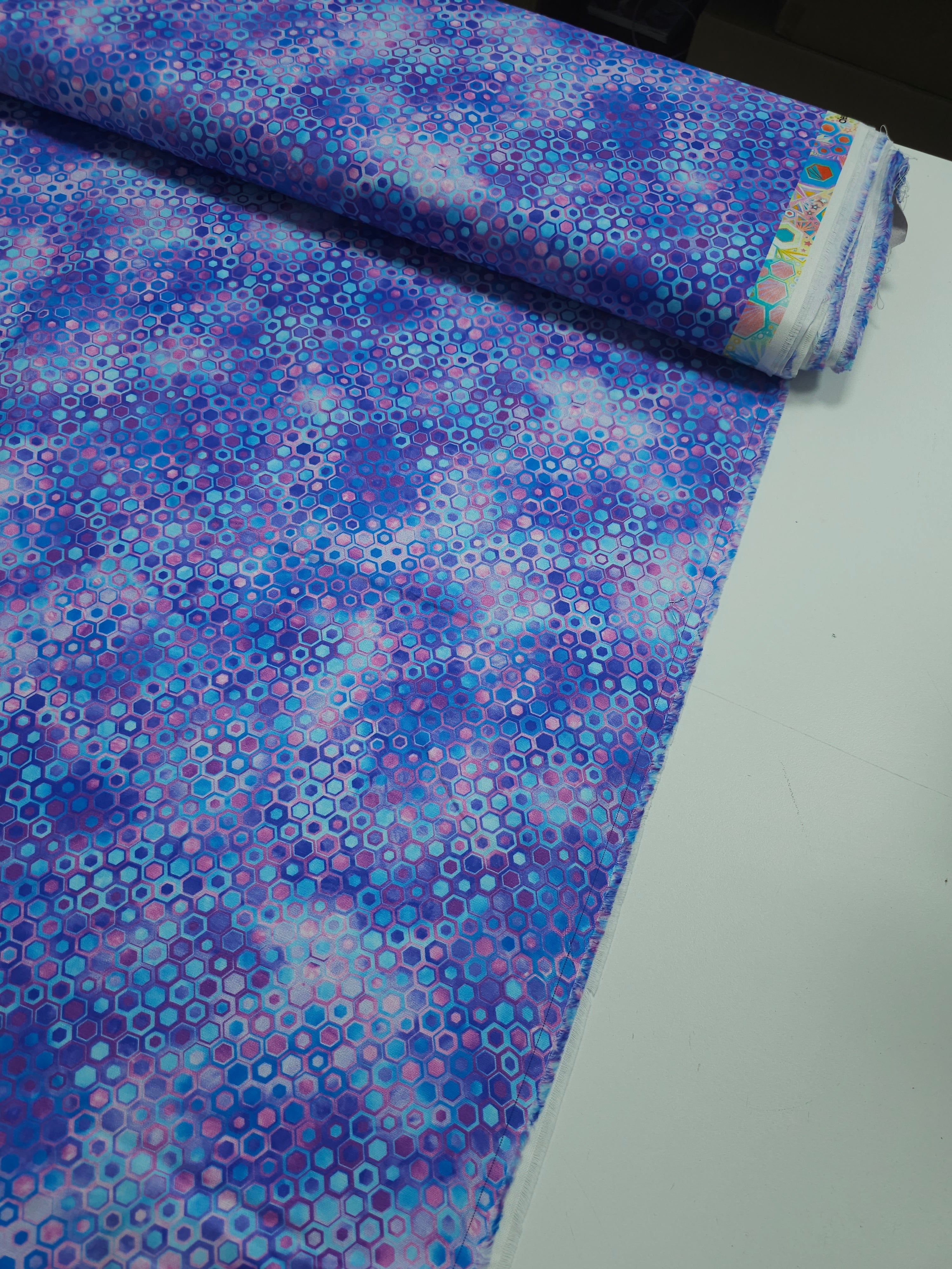 Purple/Blue Hexagon Phantasma 100% Cotton - Robert Kaufman