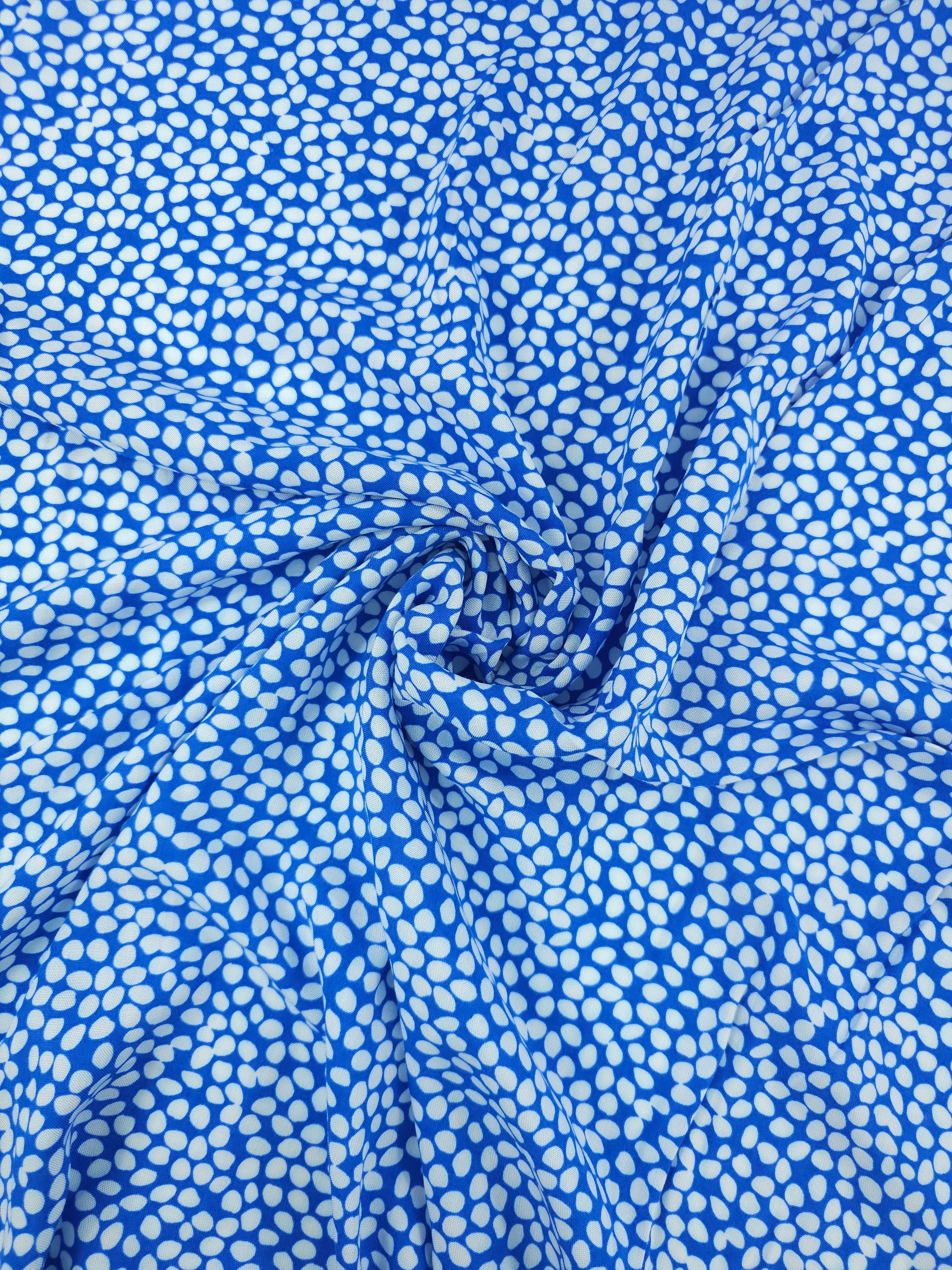 Cobalt Blue/White Pebble Viscose Challis