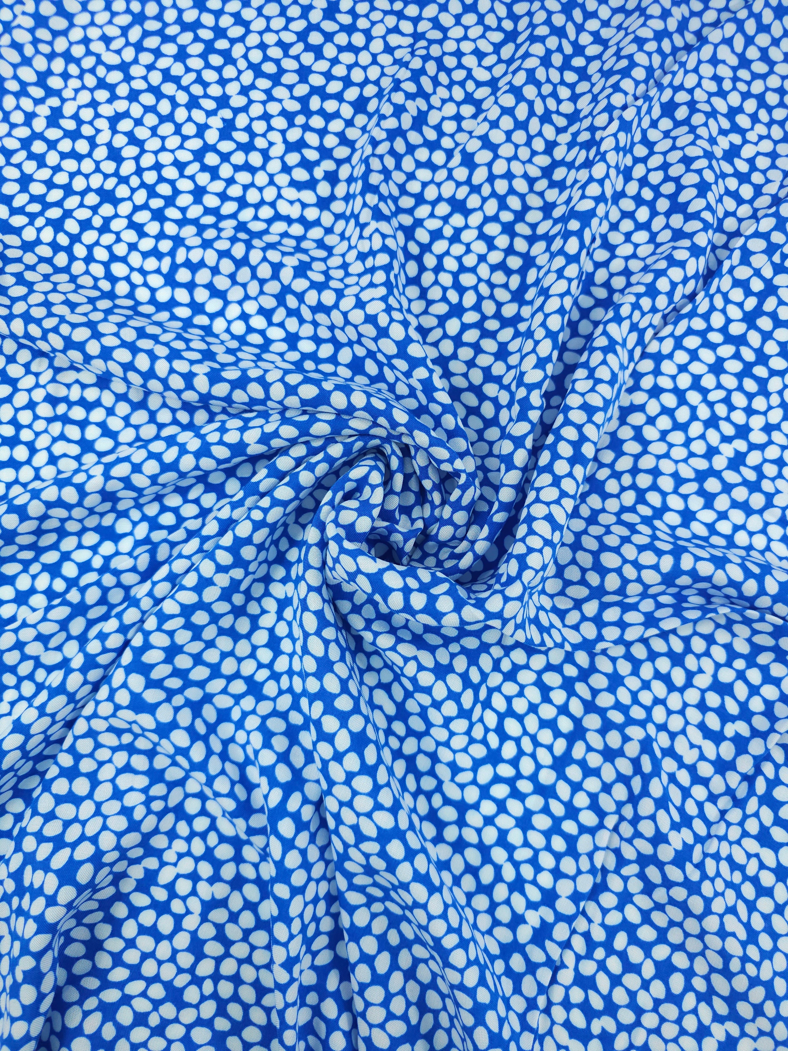 Cobalt Blue/White Pebble Viscose Challis