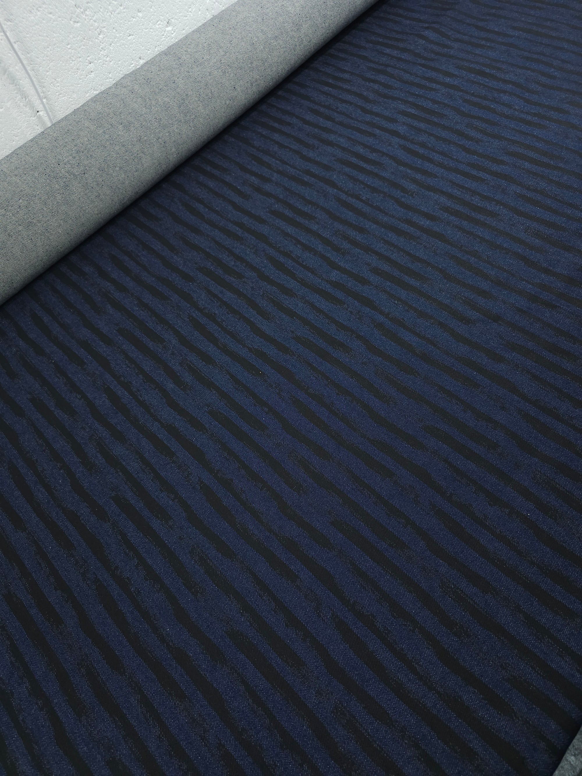Indigo Navy/Black Irregular Stripe Denim