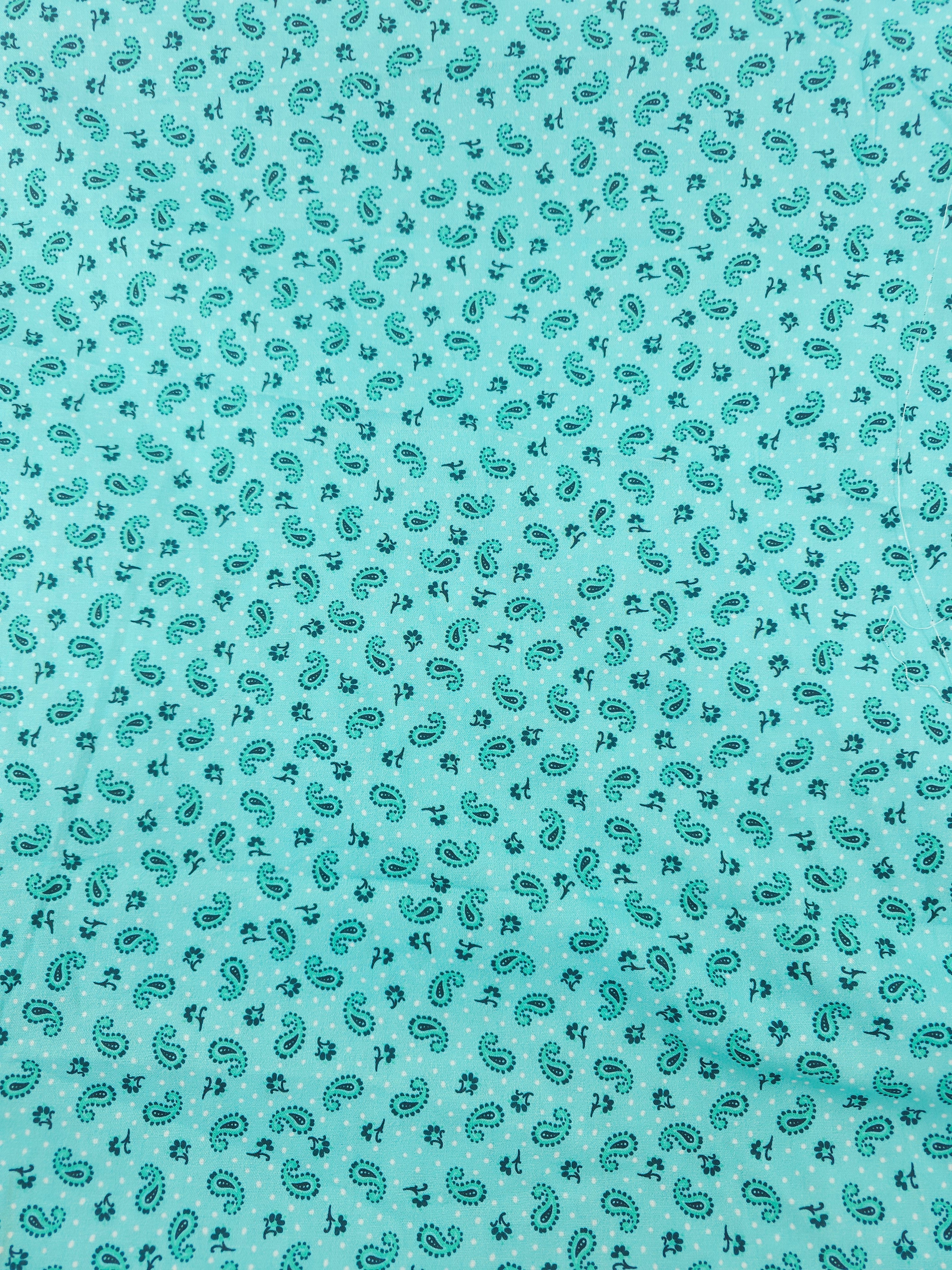 Teal paisley Cotton- 1.8m piece