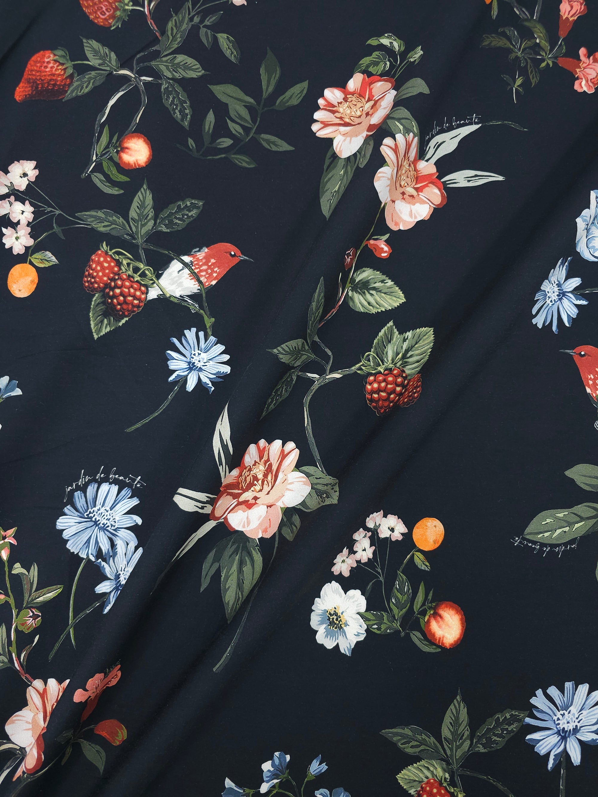 Berry Bird Floral Lightweight Cotton