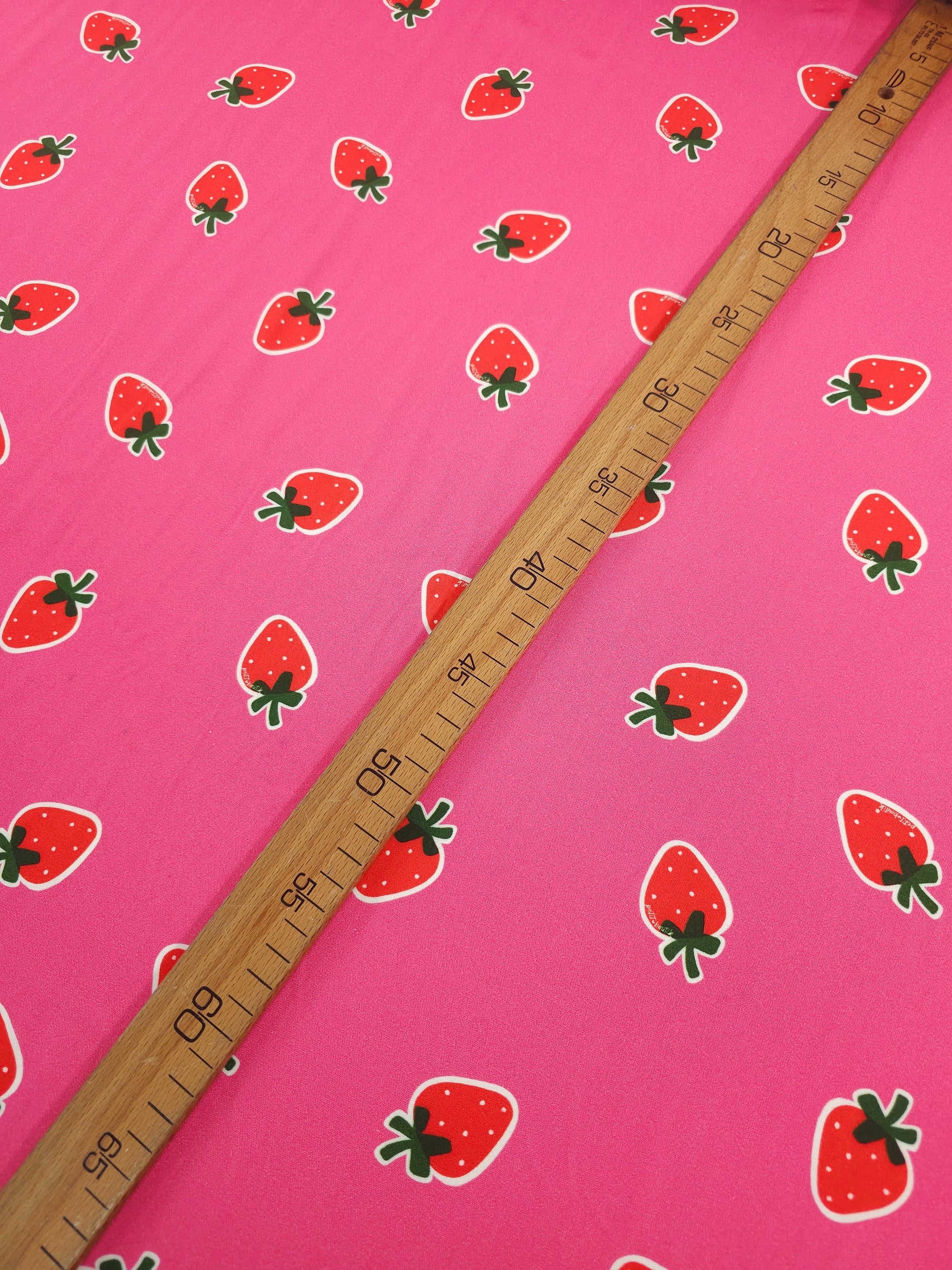 Fuchsia Pink Floating Strawberry Viscose Challis