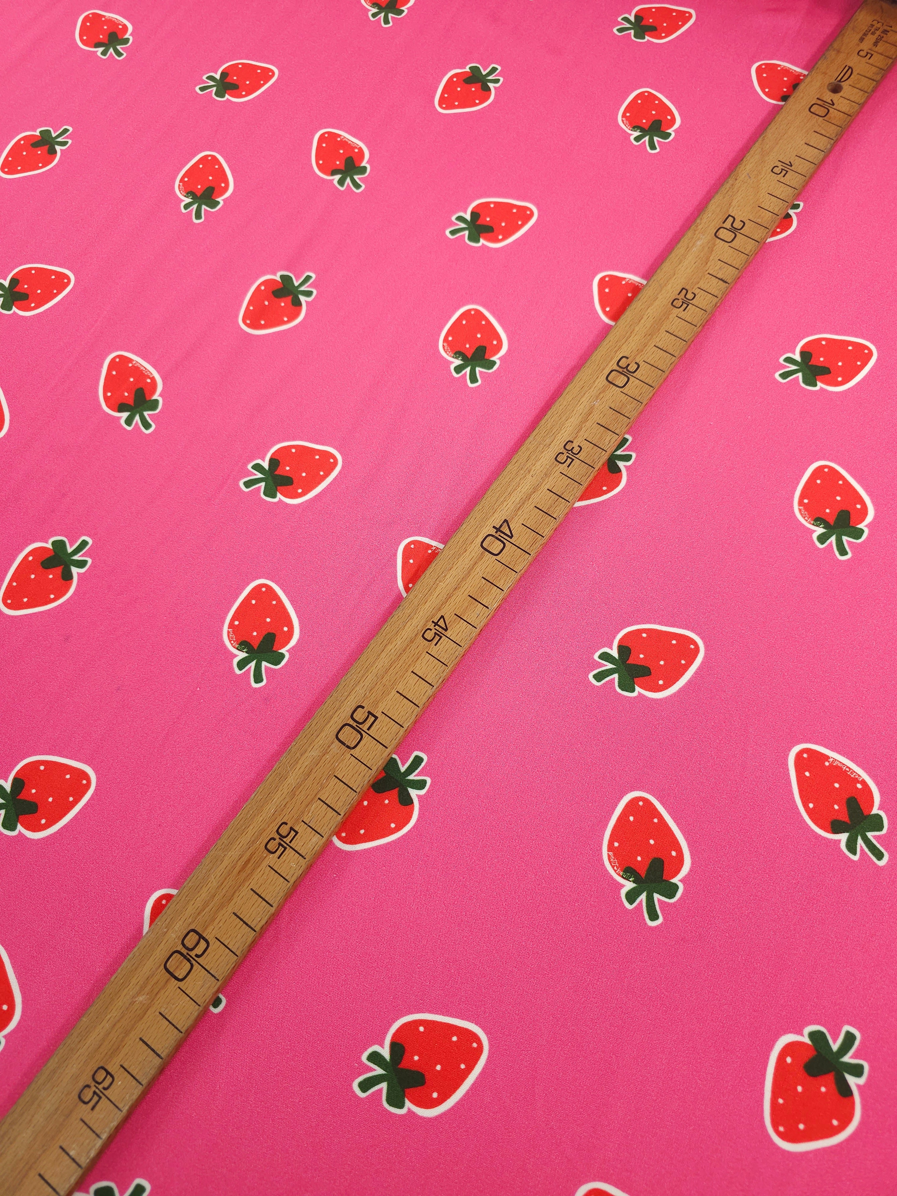 Fuchsia Pink Floating Strawberry Viscose Challis