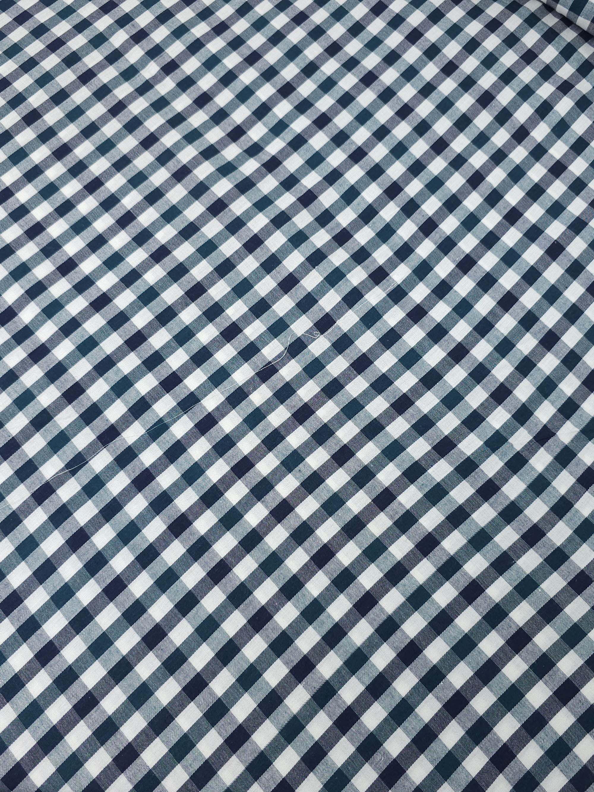 Navy Teal Check 100% Cotton