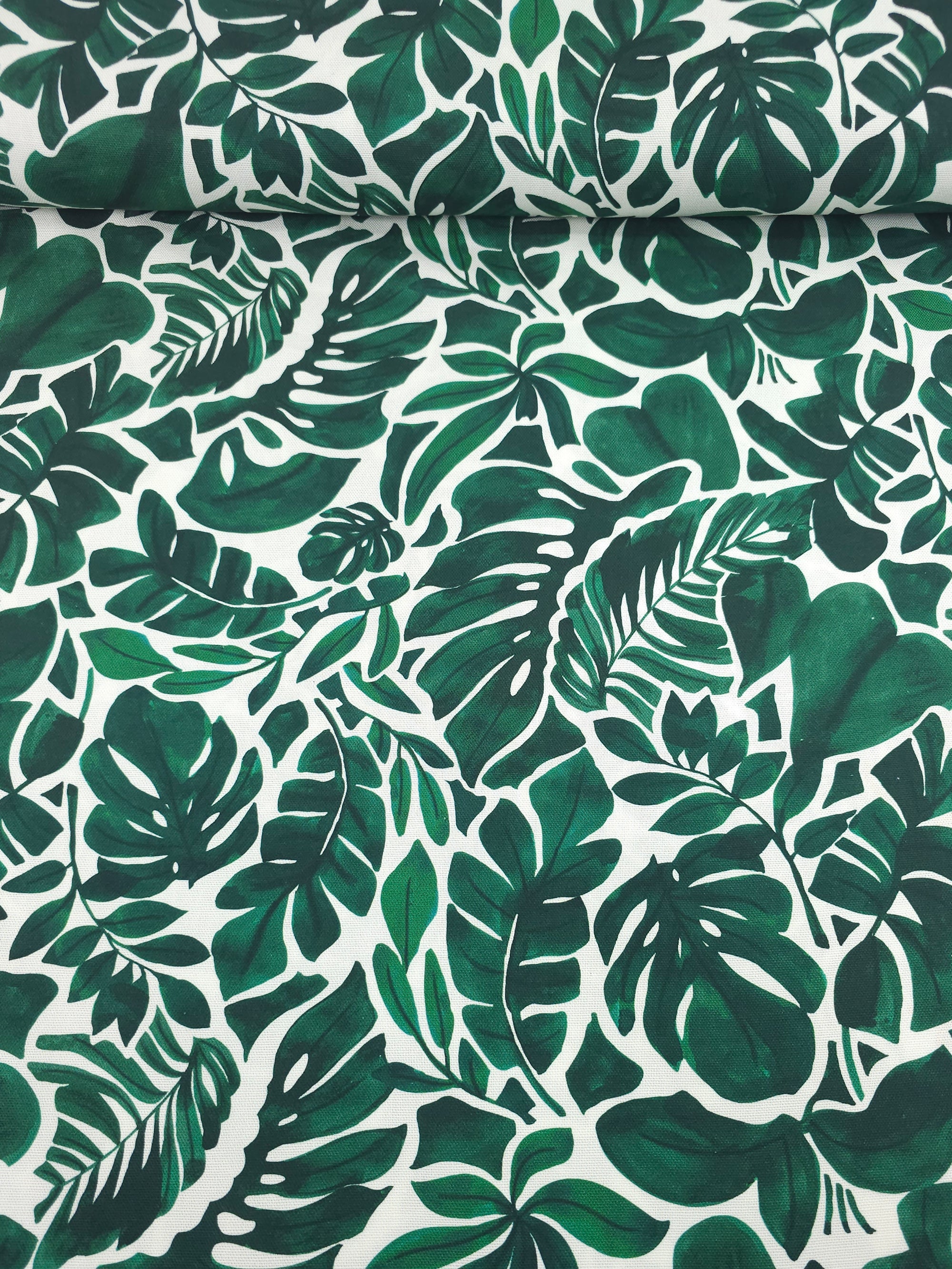 Green Jungle Palm Leaves Canvas Cotton