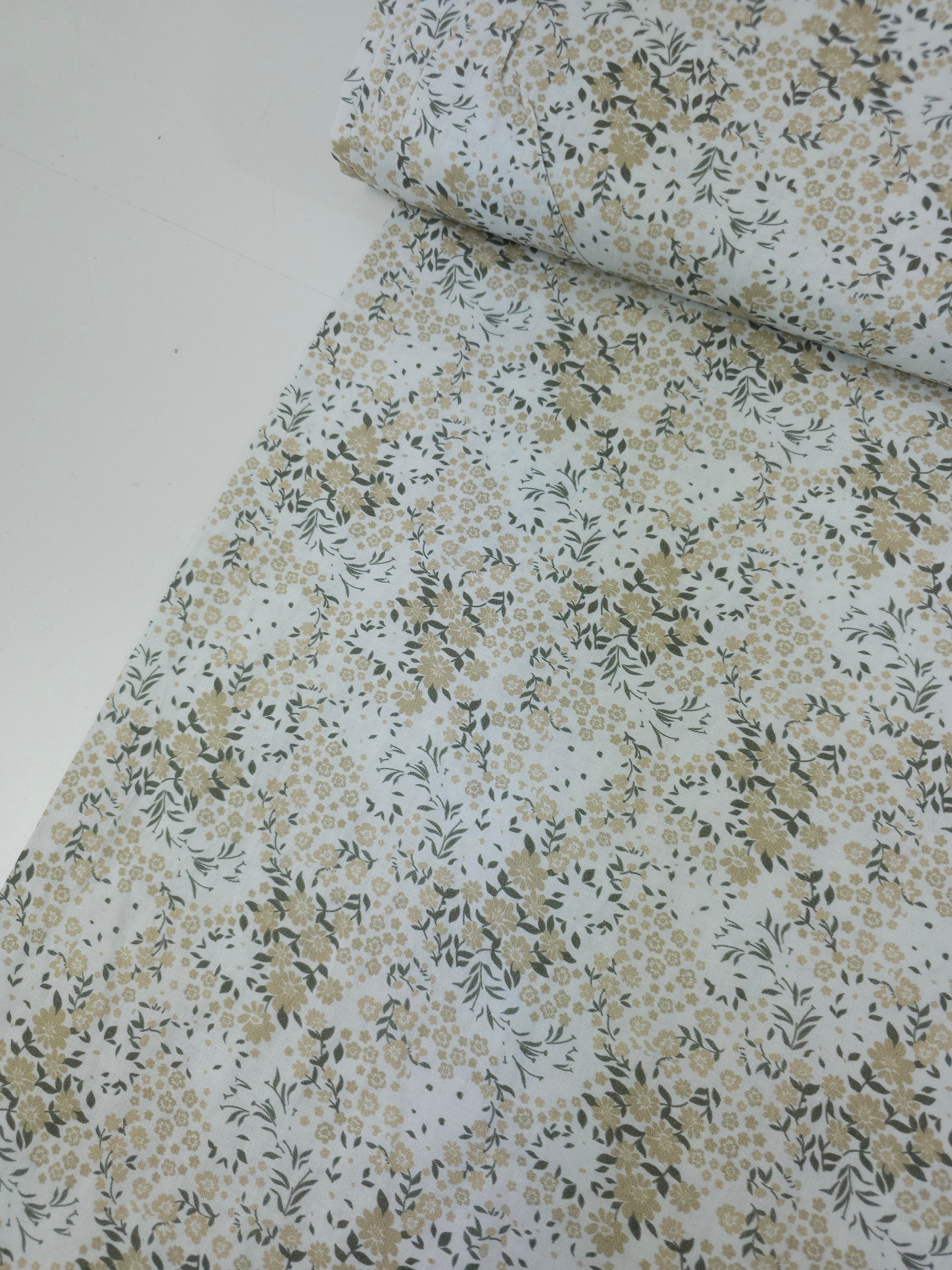 Beige/White Floral Party 100% Cotton