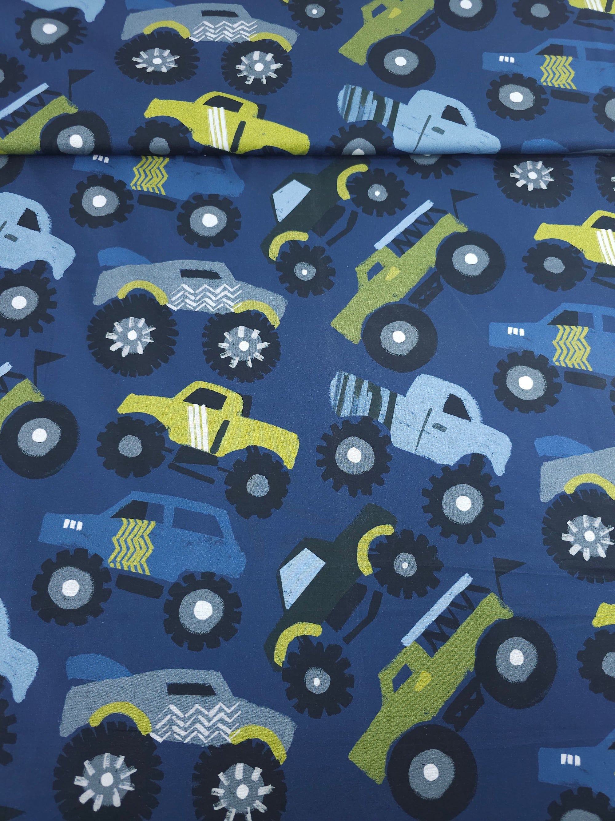 Navy/Lime Tractors 100% Cotton 57"