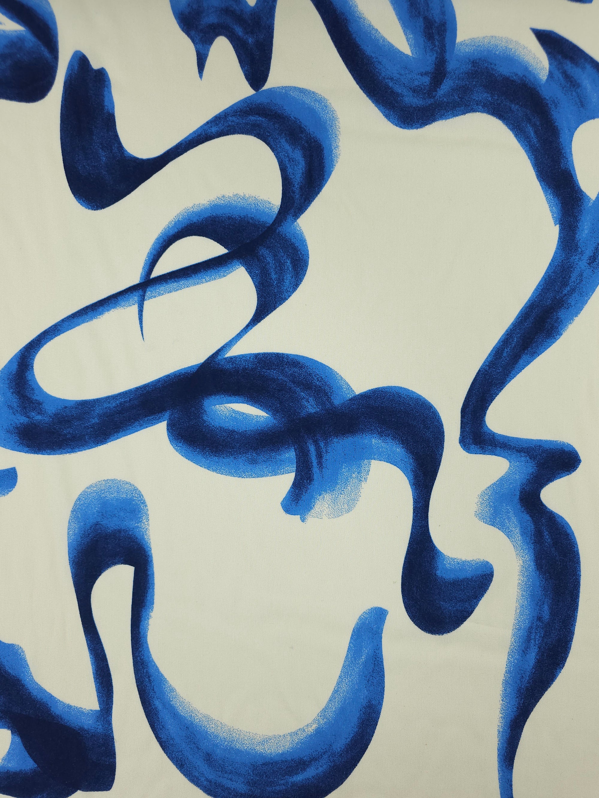 Blue/Ivory Swirly Viscose Challis