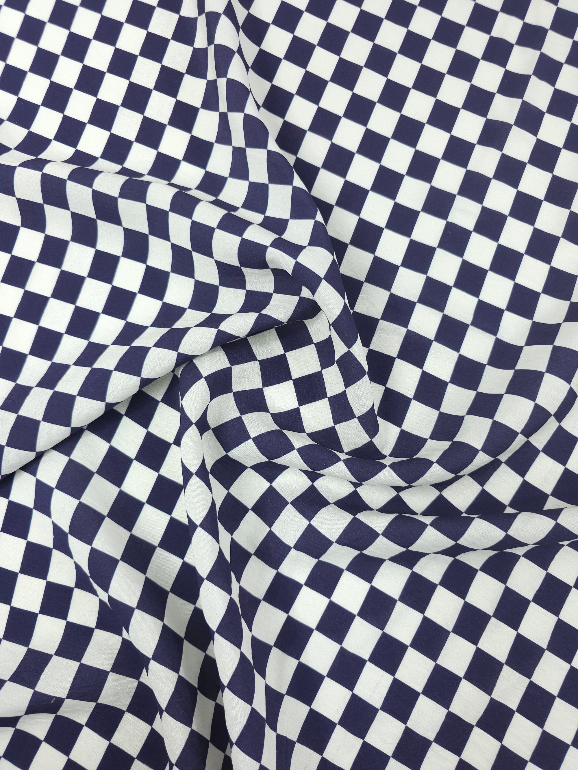 Dark Purple/Ivory Checkerboard Modal Viscose