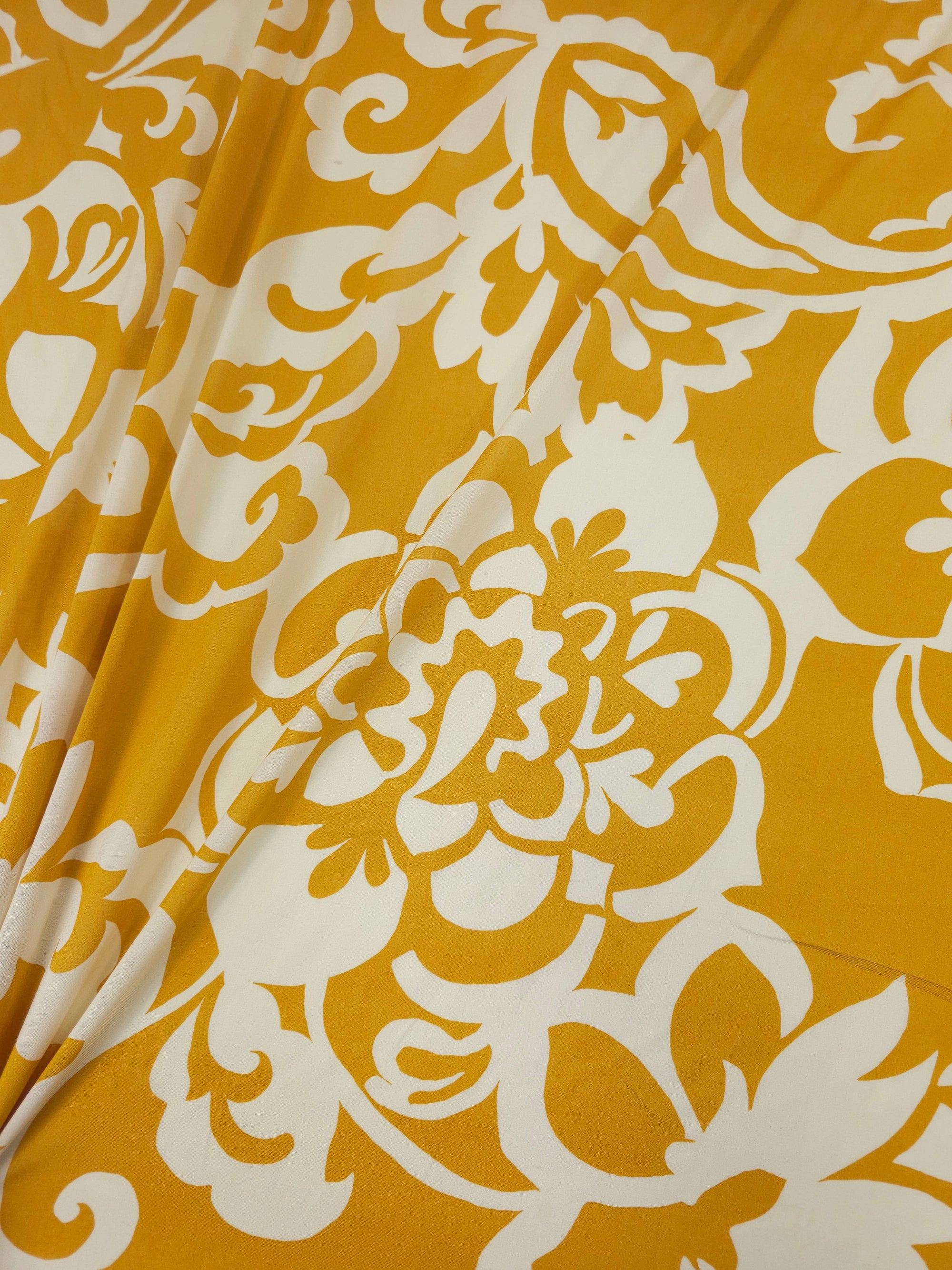 Marigold Majestic Floral Viscose Voile