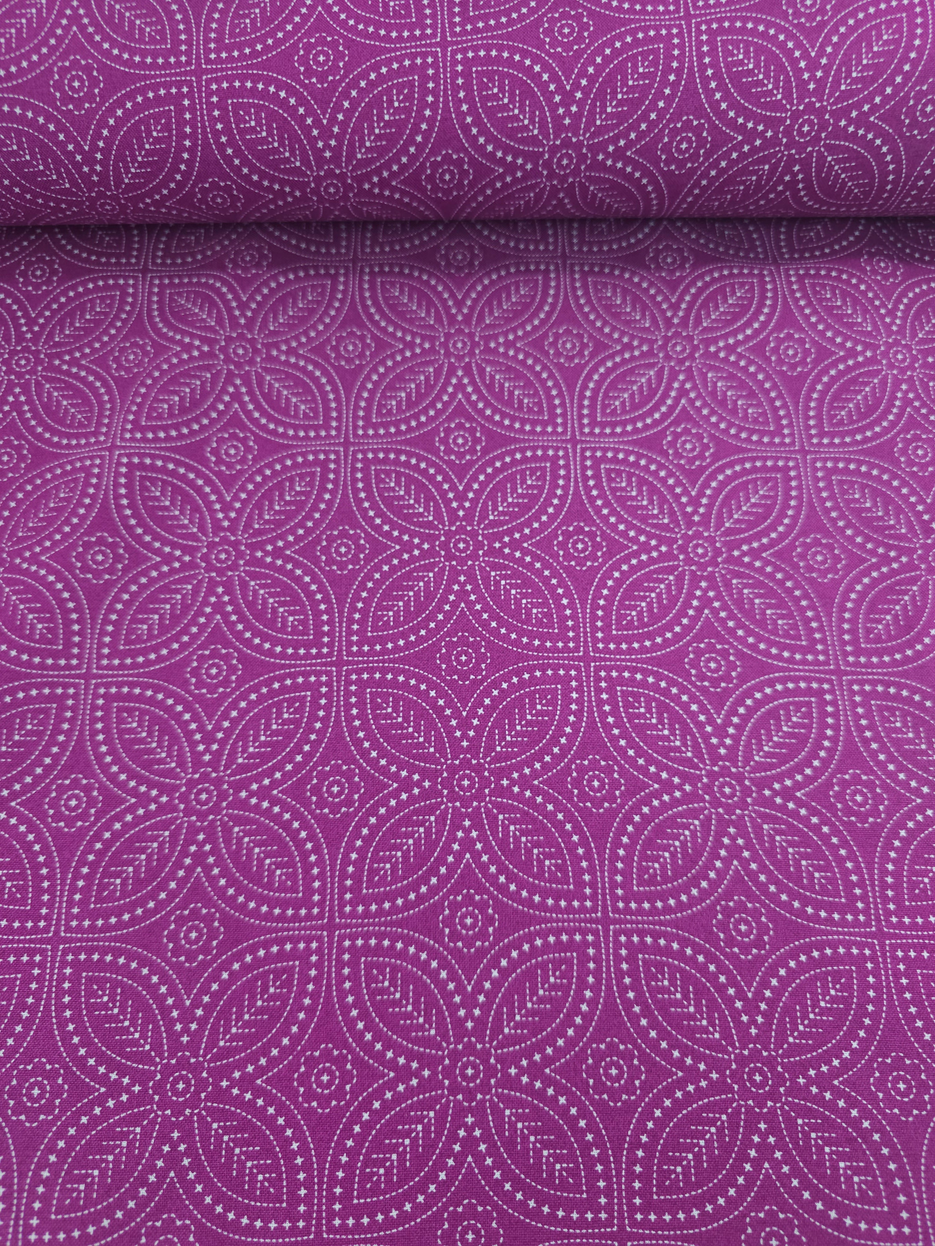 Magenta Dotty Petal Flower 100% Cotton