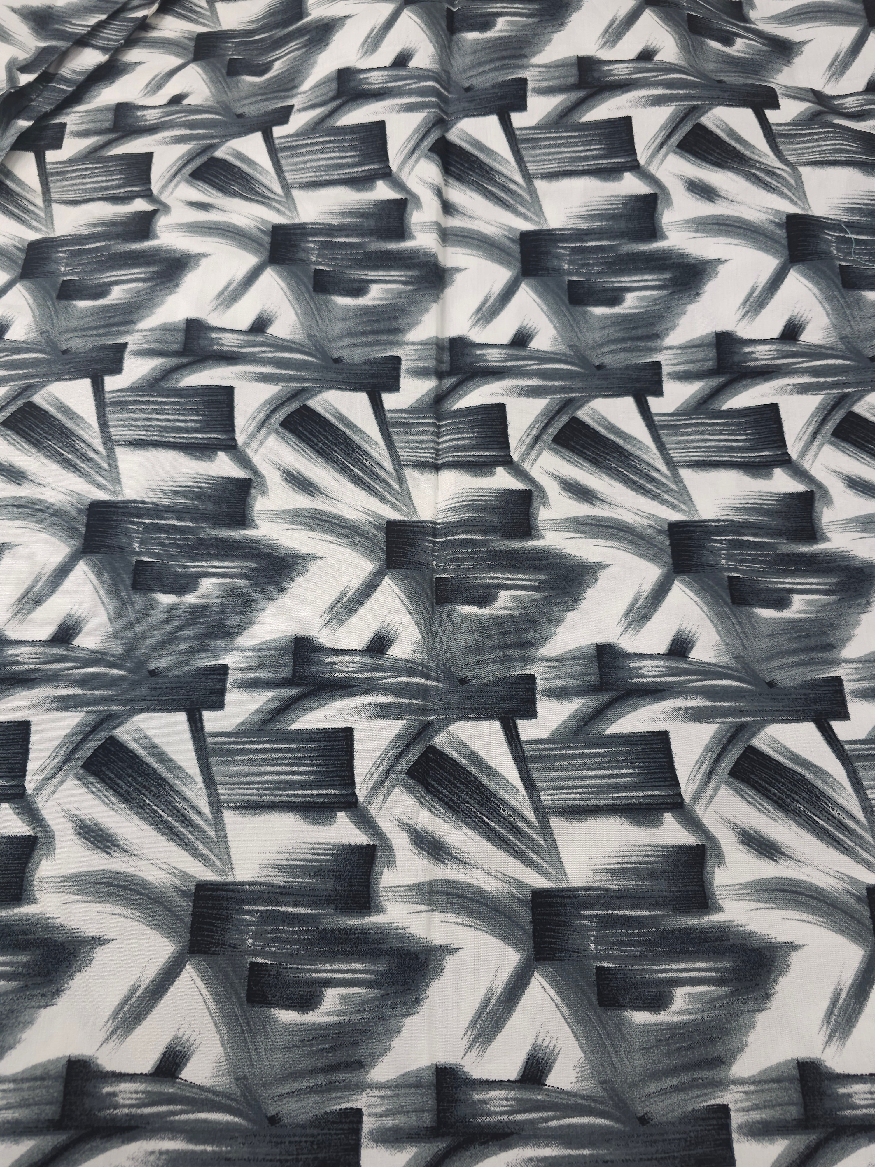 Black brush stokes Viscose- 2.2m piece