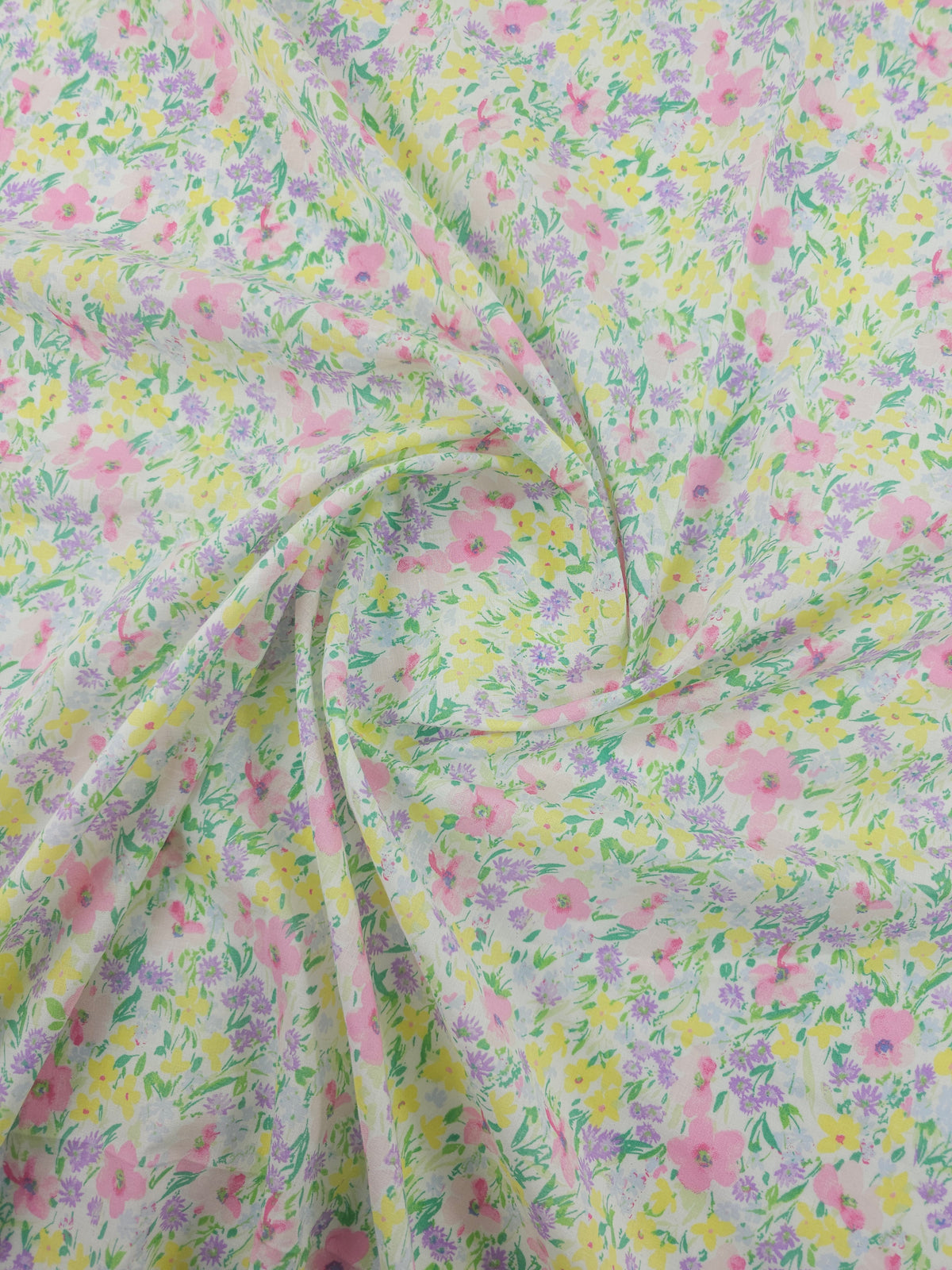 Pastel Floral Garden Bloom Lightweight Cotton