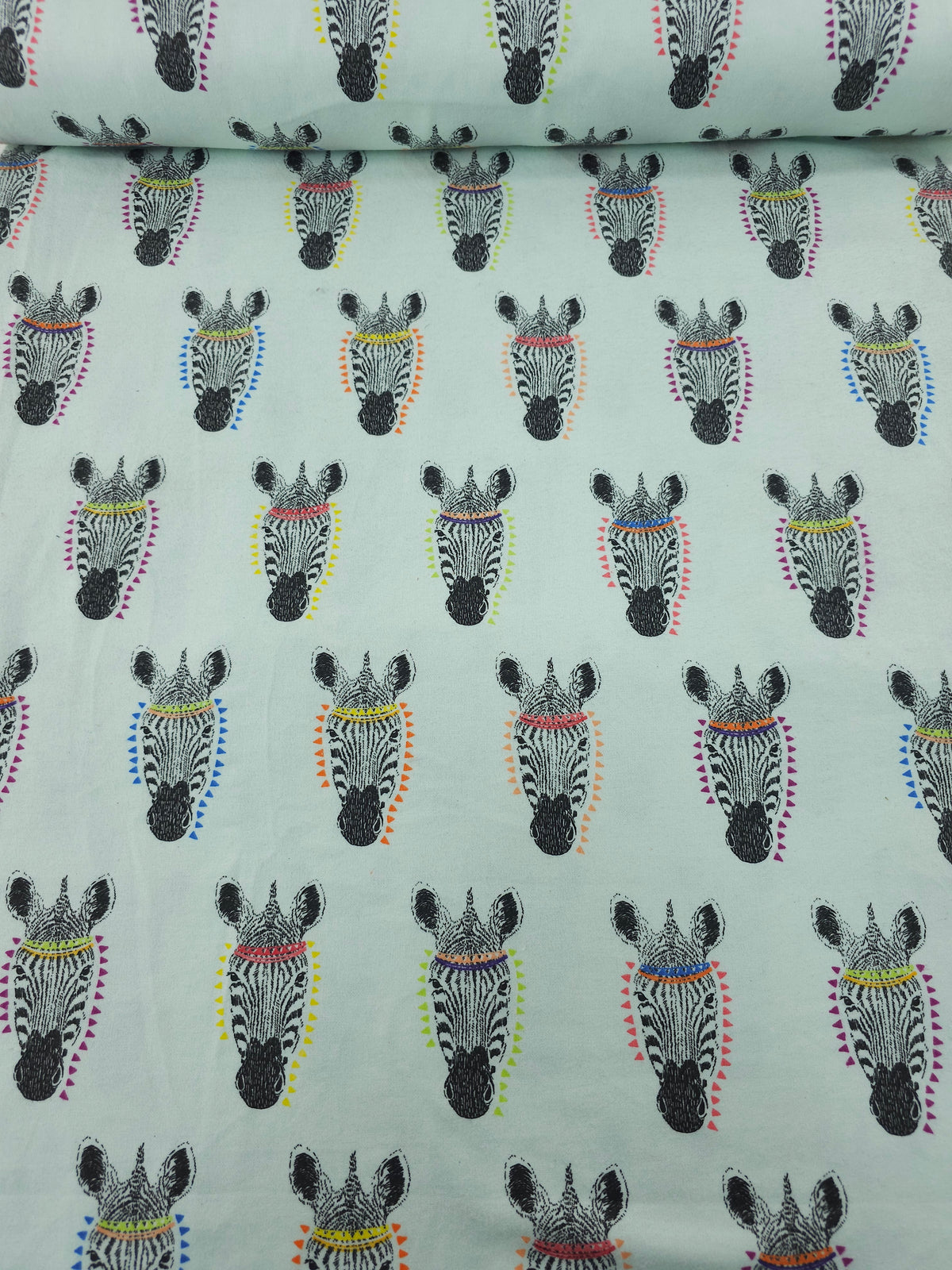 Mint Abstract Zebra Heads Lightweight Flannel Cotton - Joann