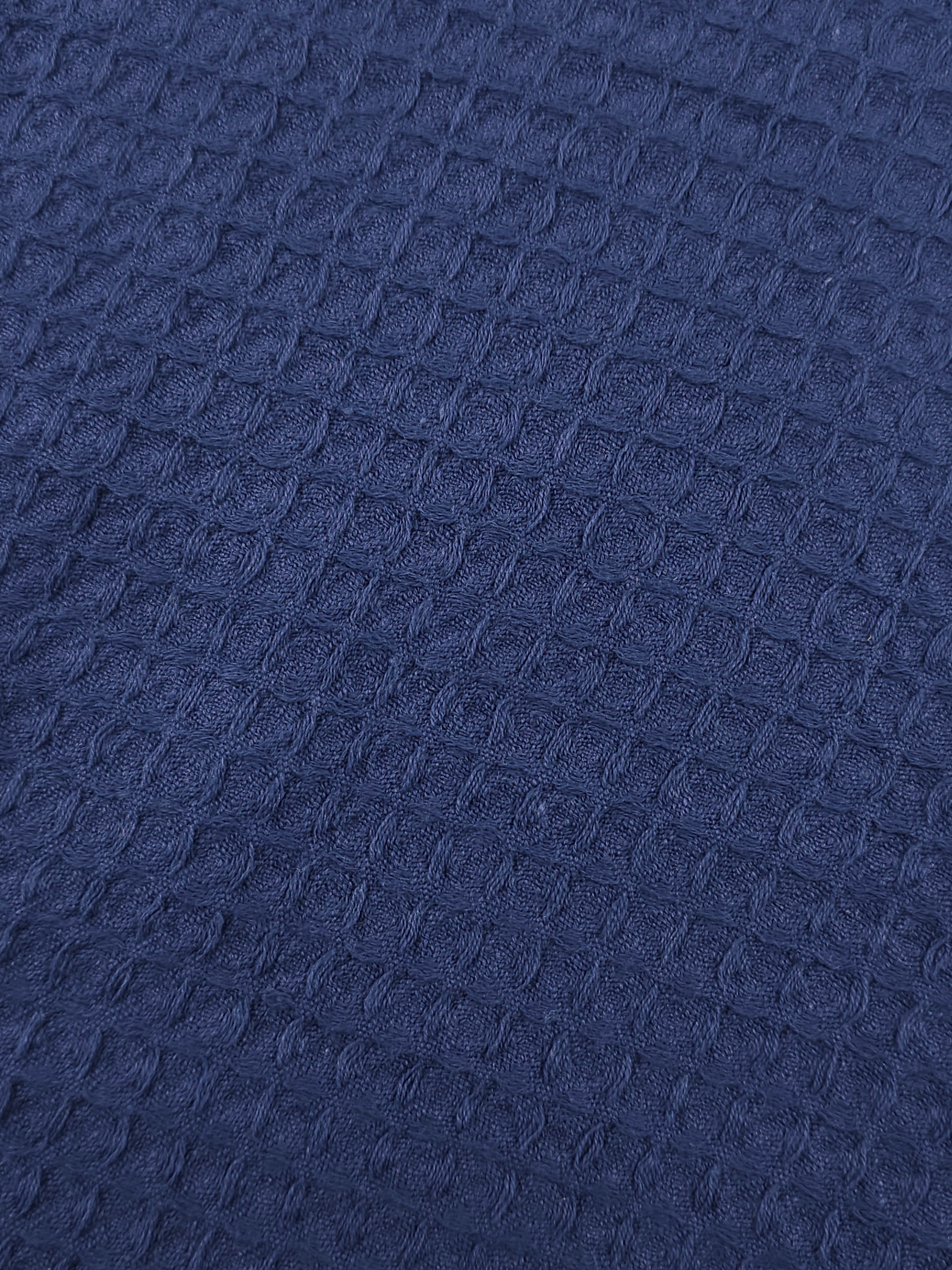 Navy Blue Waffle Cotton *EXTRA WIDE*