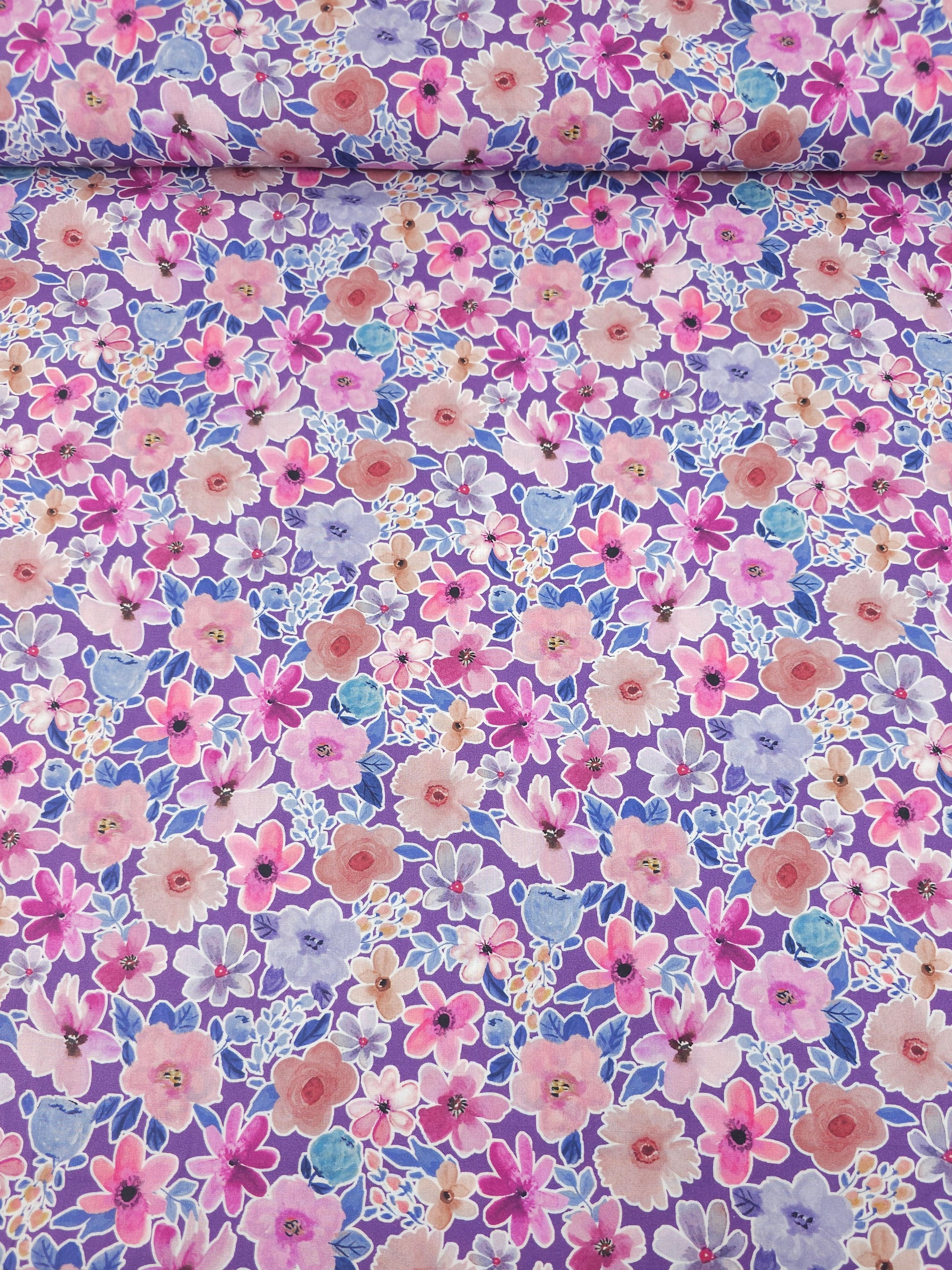 Beau Watercolour Floral Lightweight Cotton 57"
