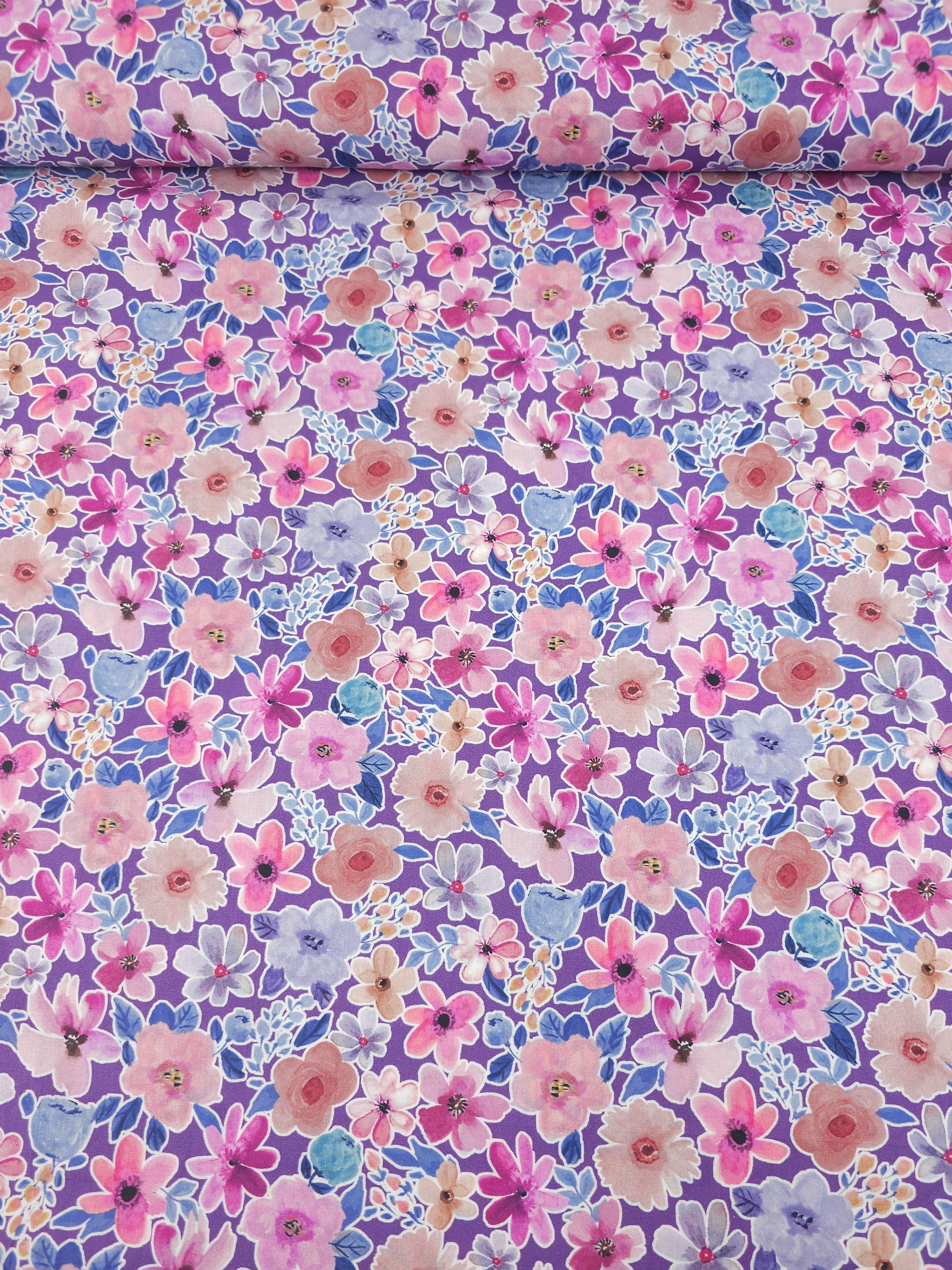 Beau Watercolour Floral Lightweight Cotton 57"