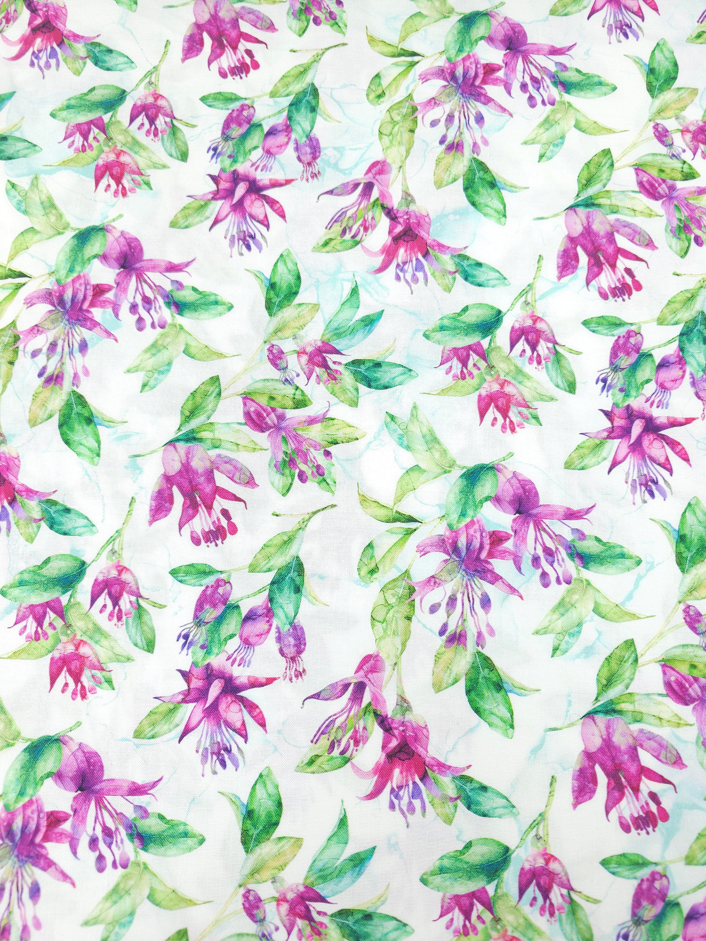 Magenta Trailing Fuchsia Floral Floral 100% Cotton