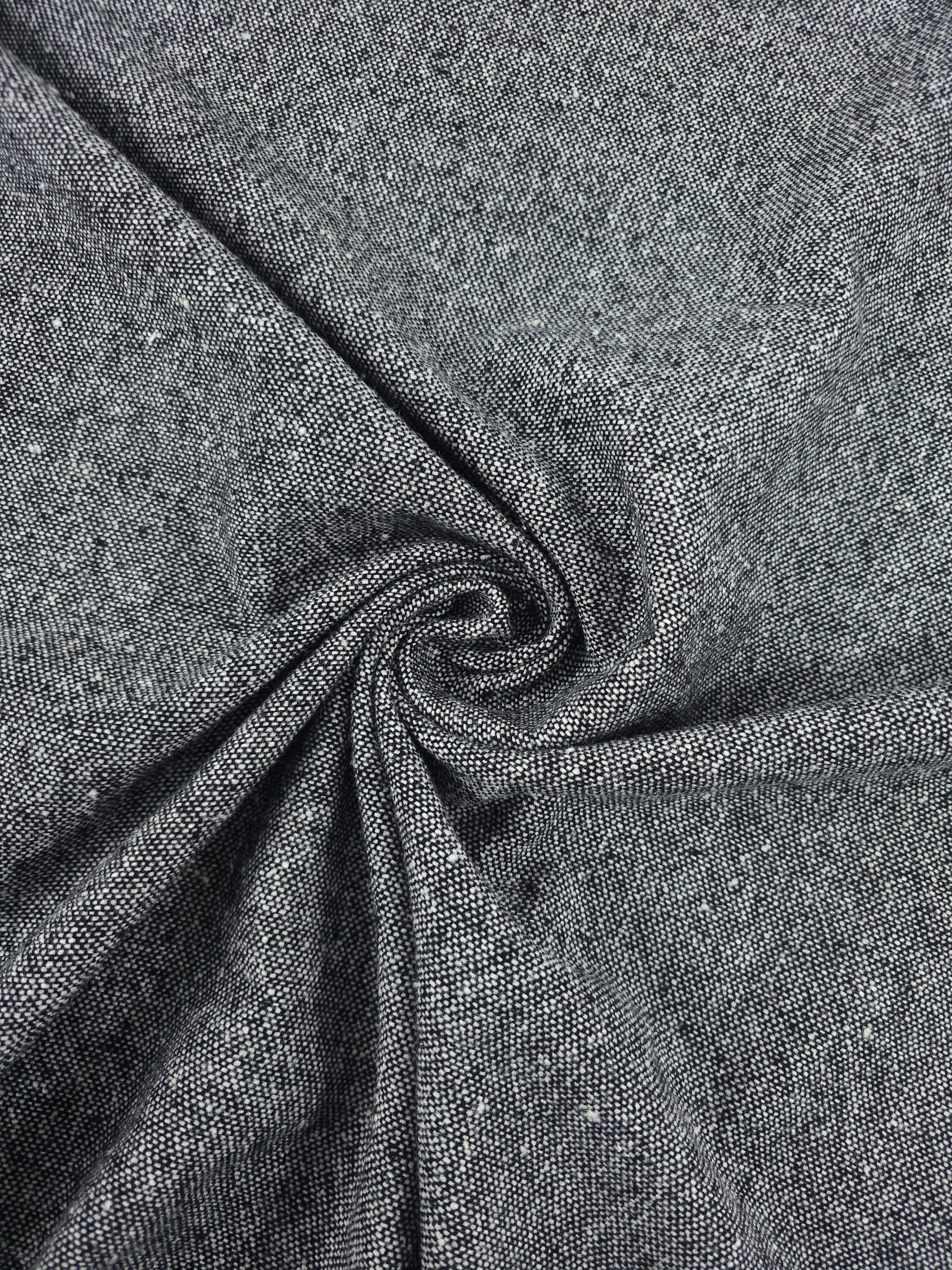 Grey/Black Speckle Pique Wool Mix