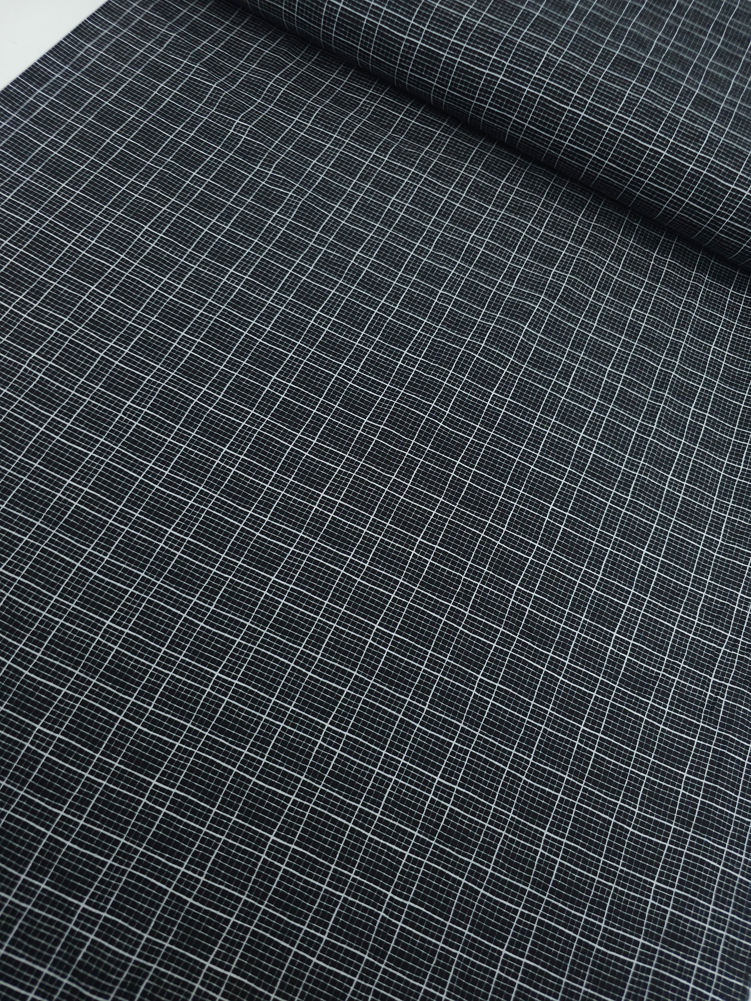 Black/White Grid Check 100% Cotton