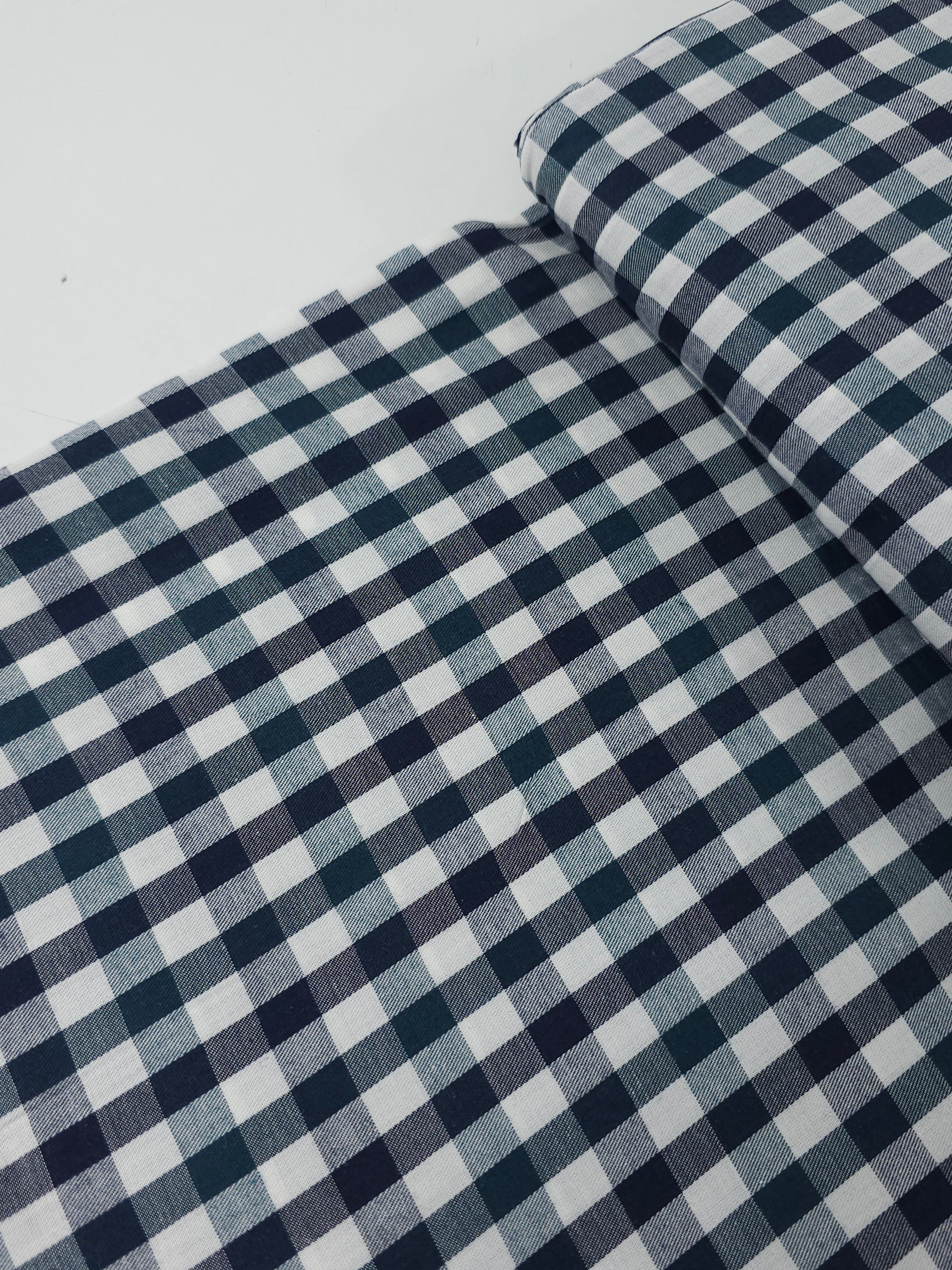 Navy Teal Check 100% Cotton