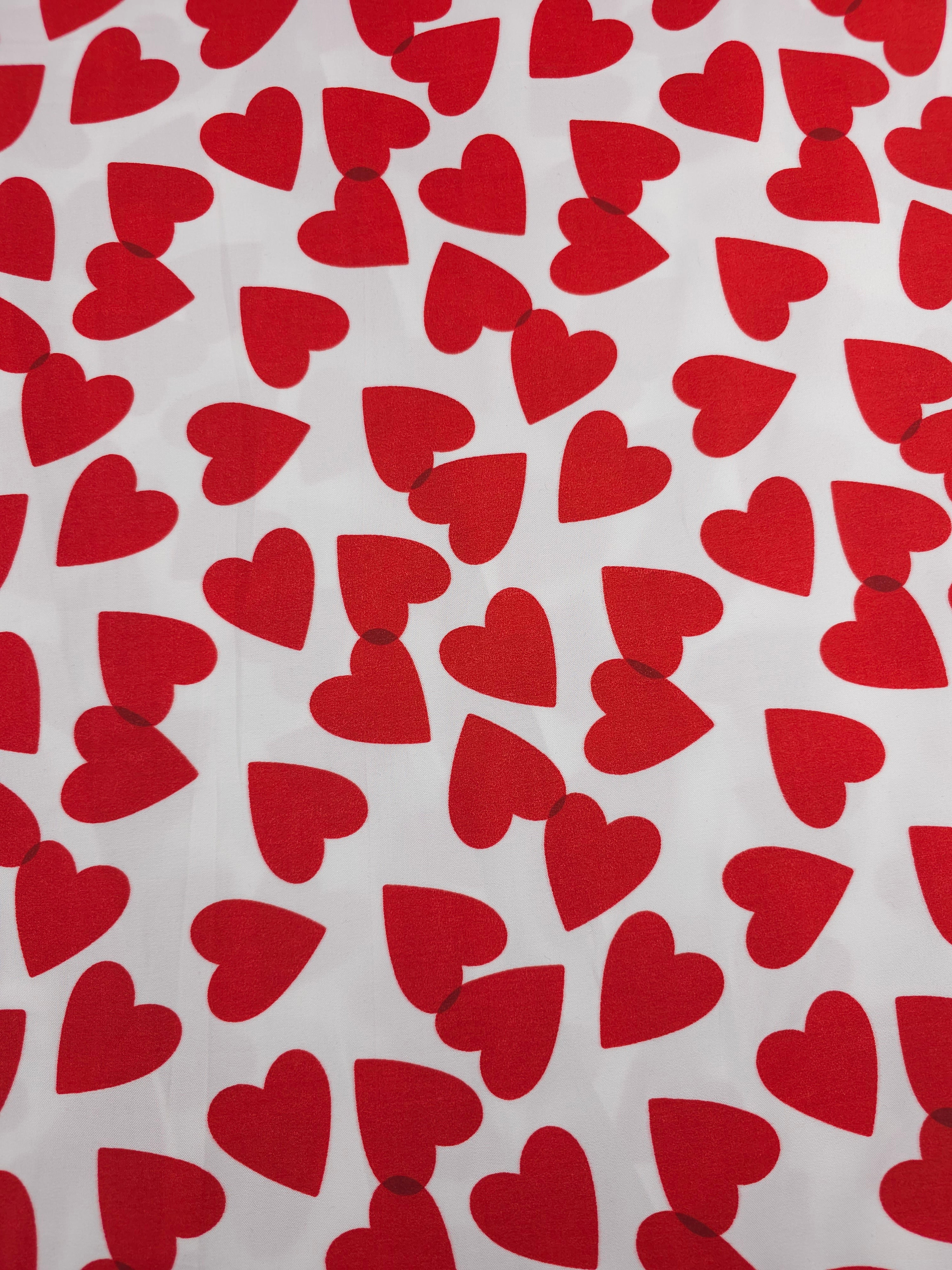 Red/White Small Floating Hearts 100% Cotton 102" *EXTRA WIDE*