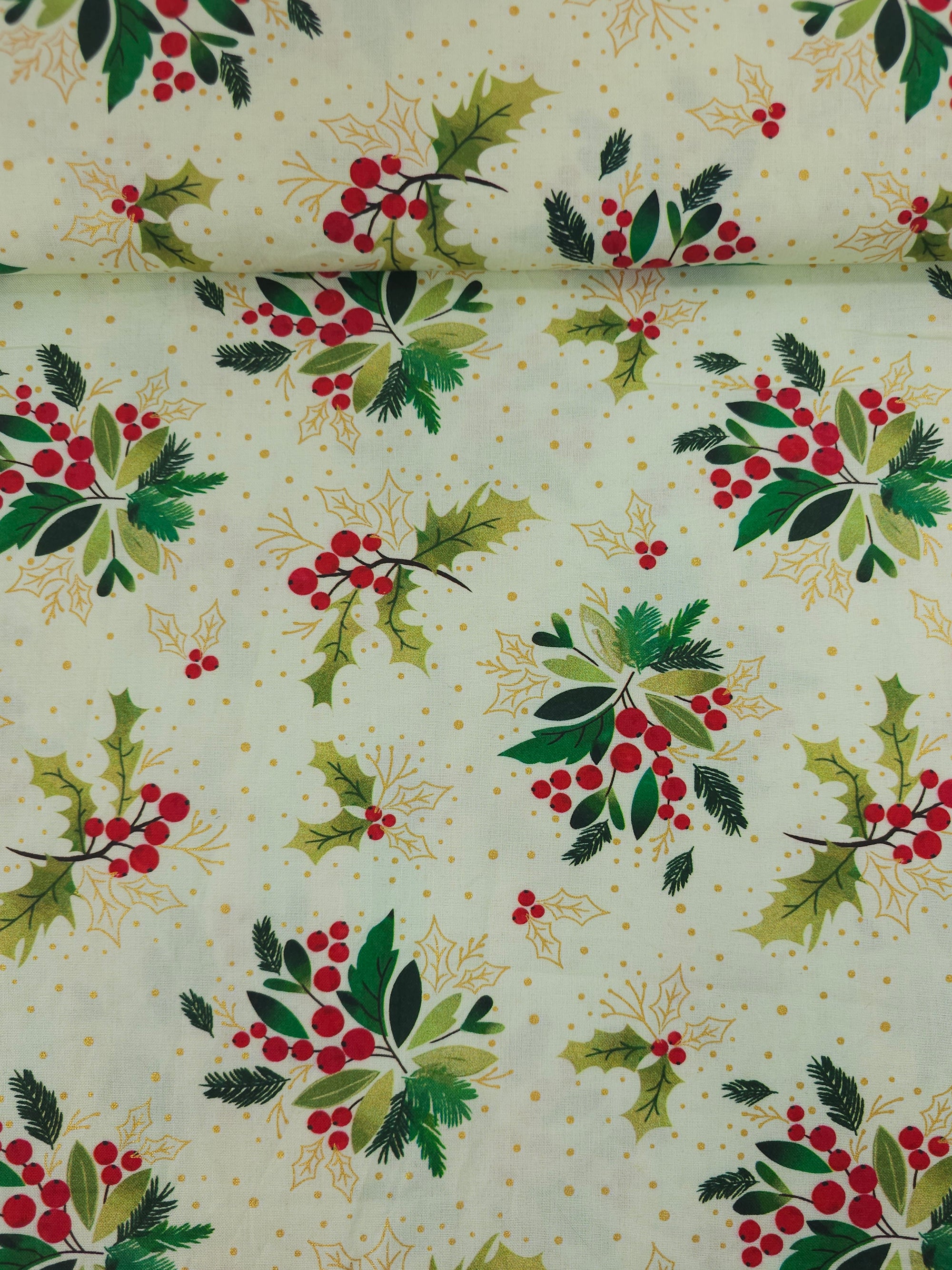 Yellow/Gold Holly Floral 100% Cotton