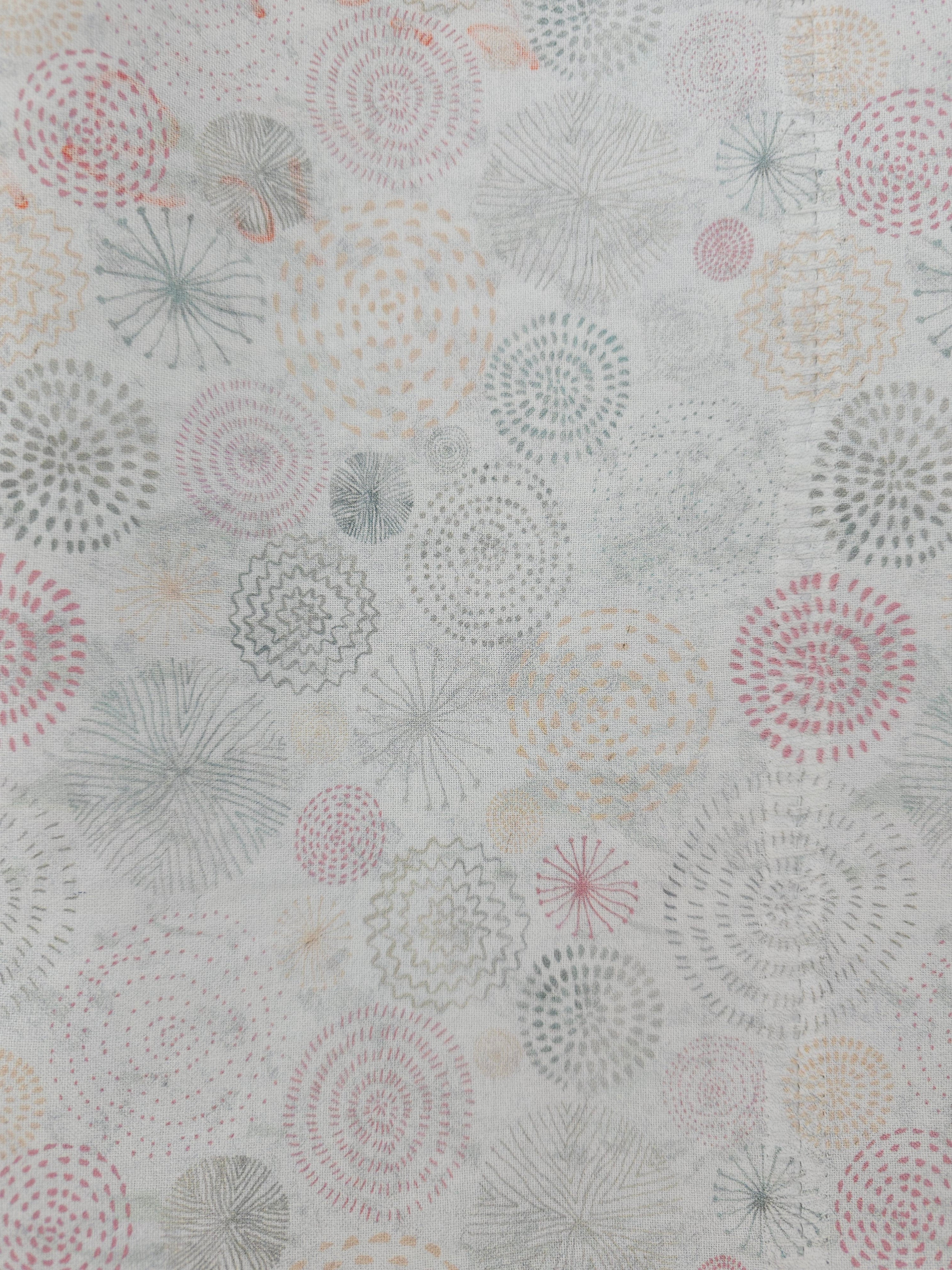 Light pink and grey circles Cotton- 3.6m piece