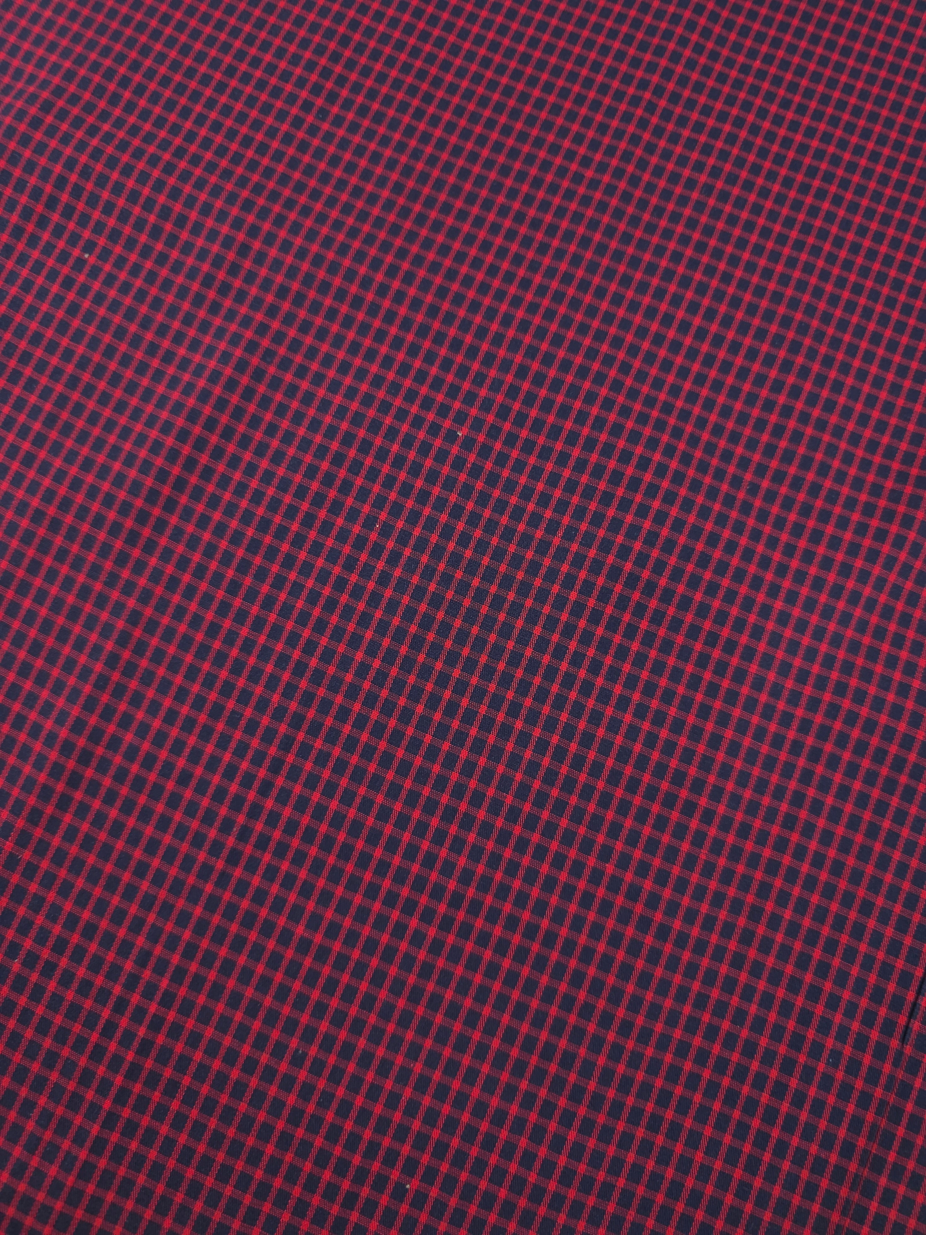 Red/Navy Mini Gingham 100% Cotton 60”
