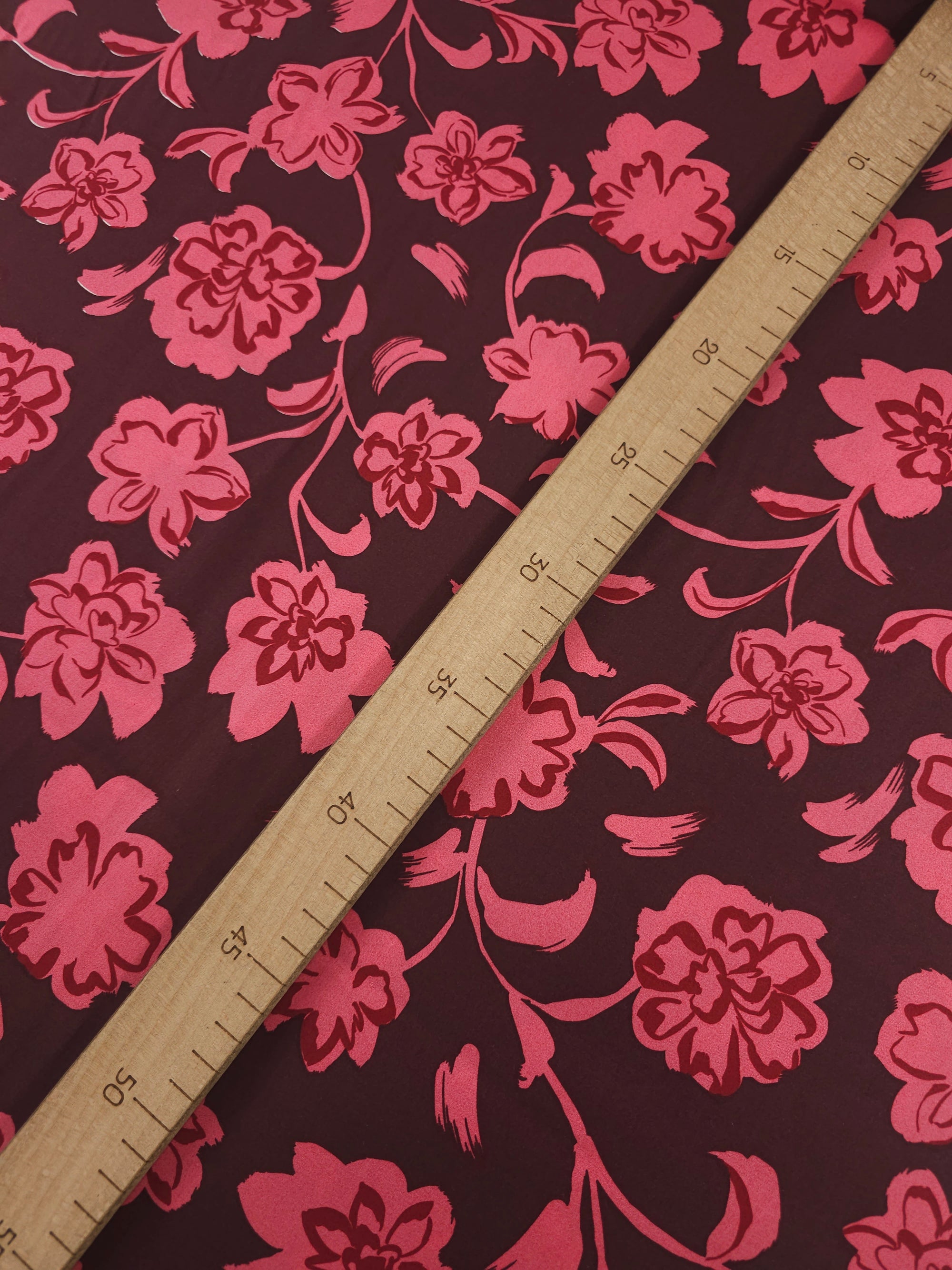 Brown/Pinky Coral Bordeaux Floral Cotton Sateen 57"
