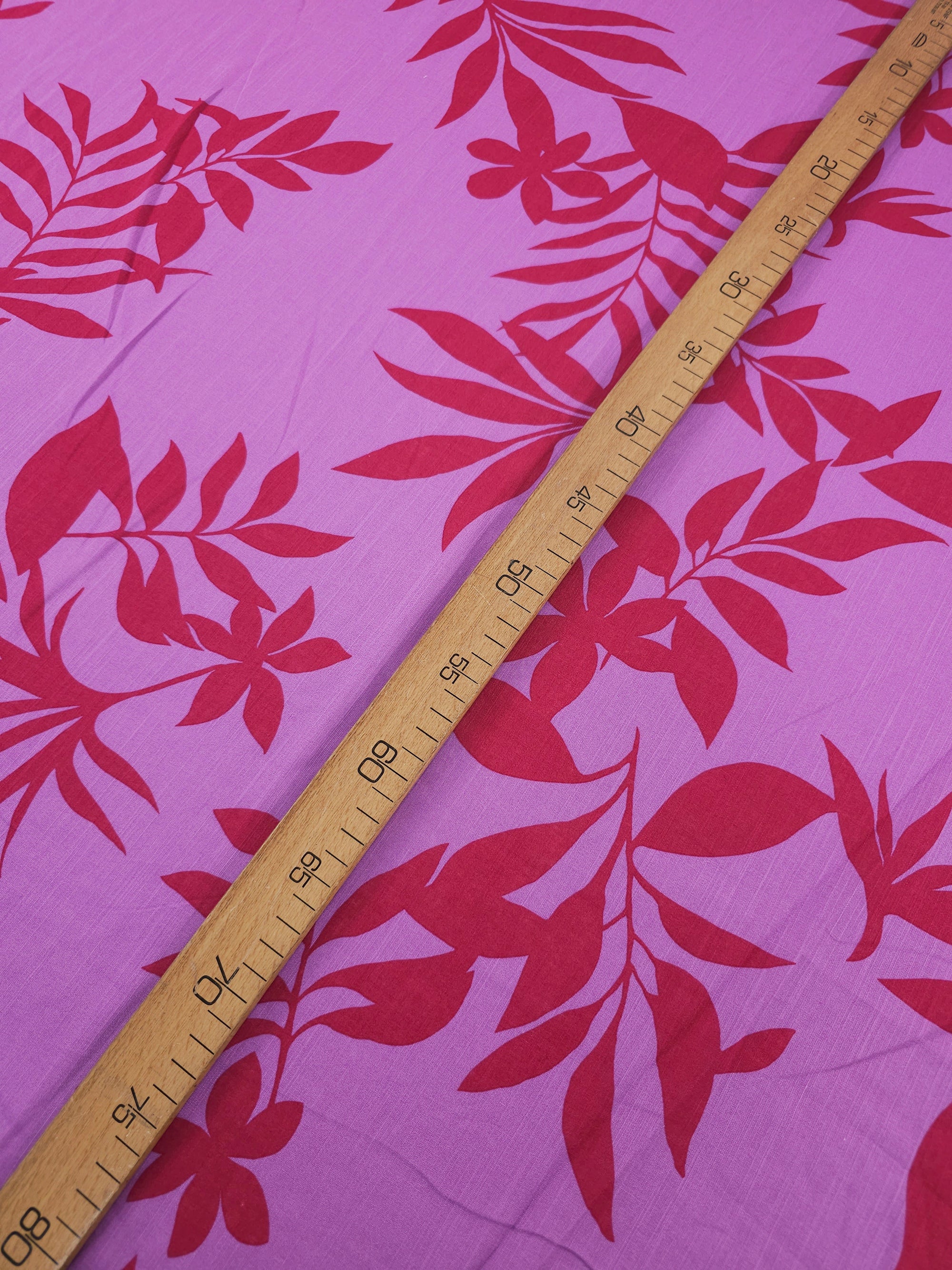Purple/Wine Leaf Vine Lightweight Slub Viscose