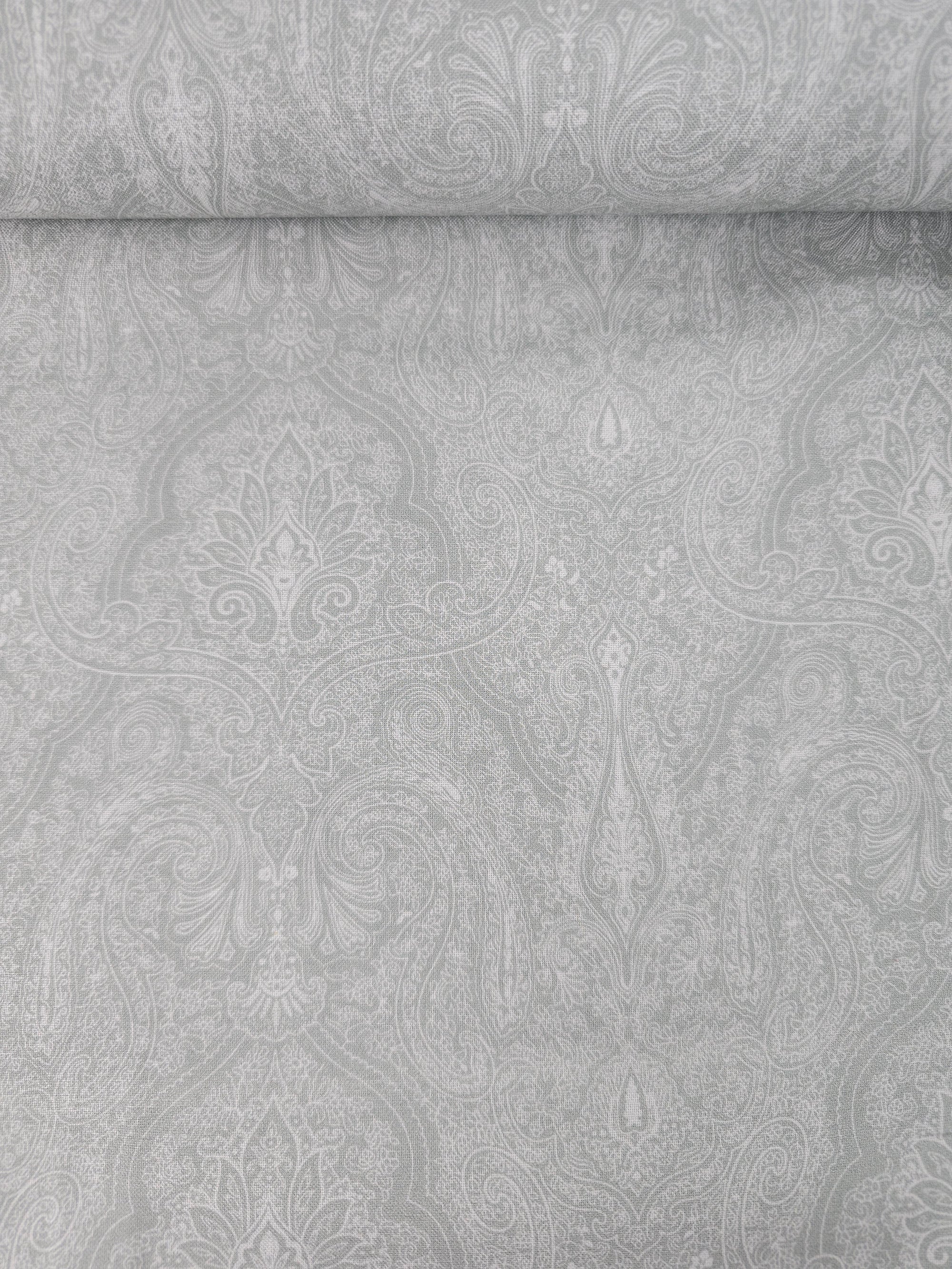 Grey Majestic Paisley 100% Cotton