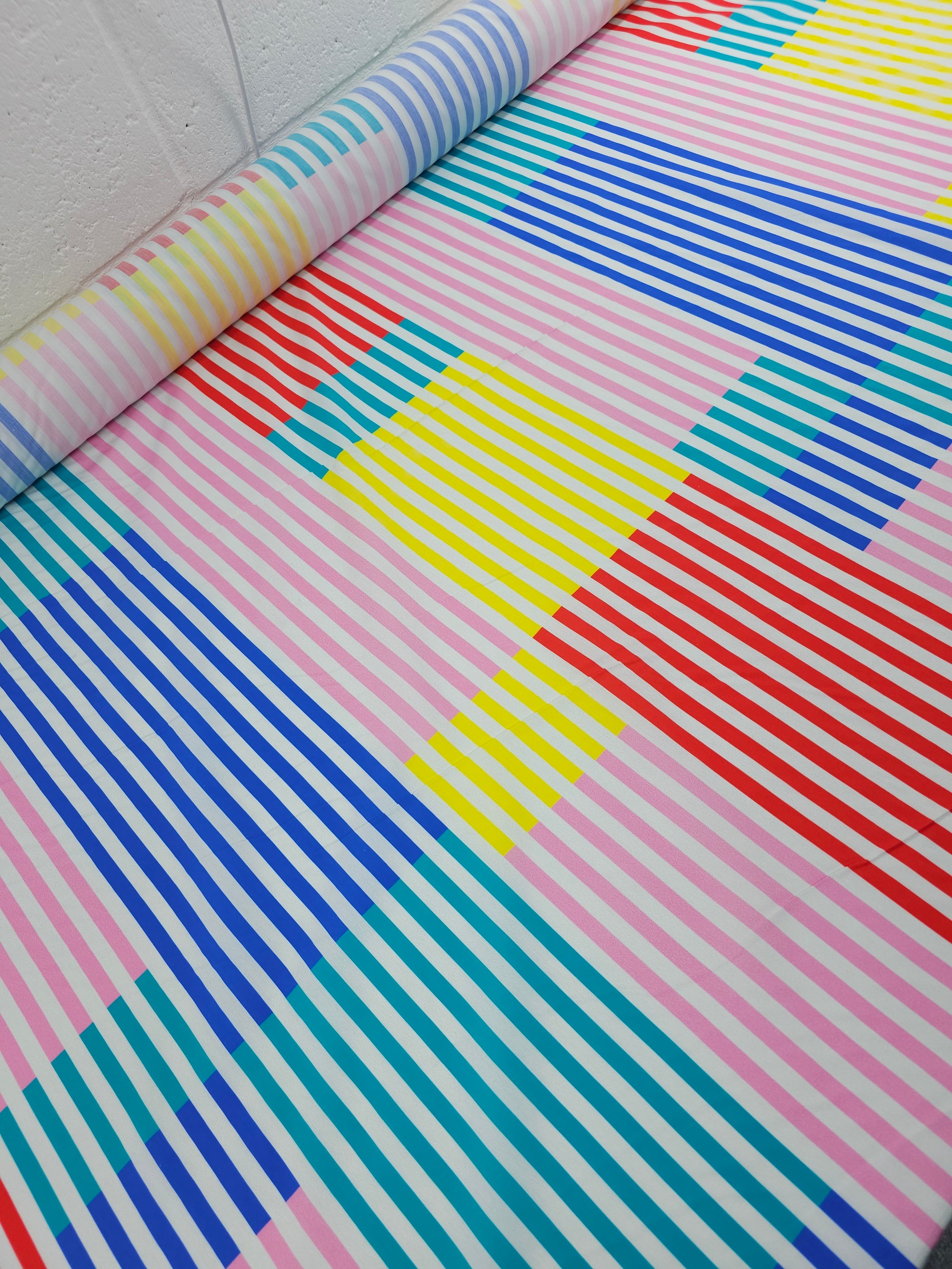 Multicolour Block Stripe Cotton Poplin