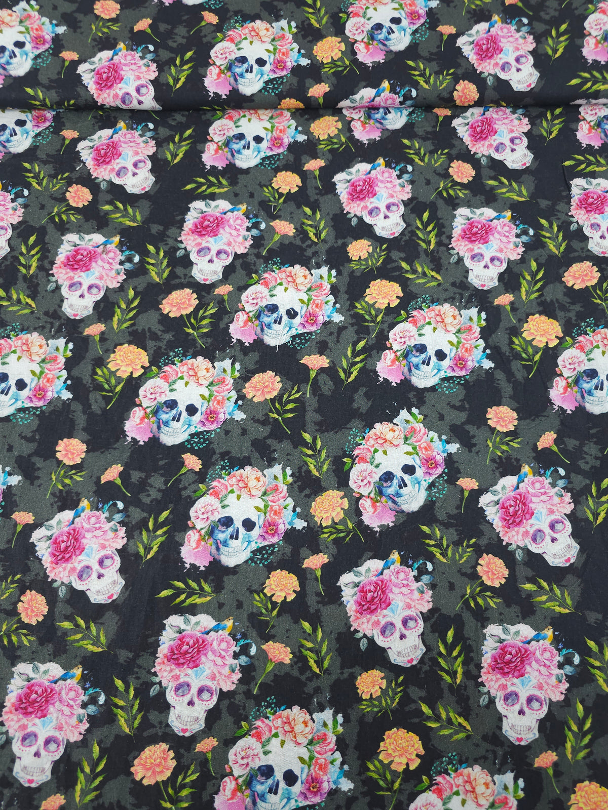Flower Crown Skulls 100% Cotton - Joann