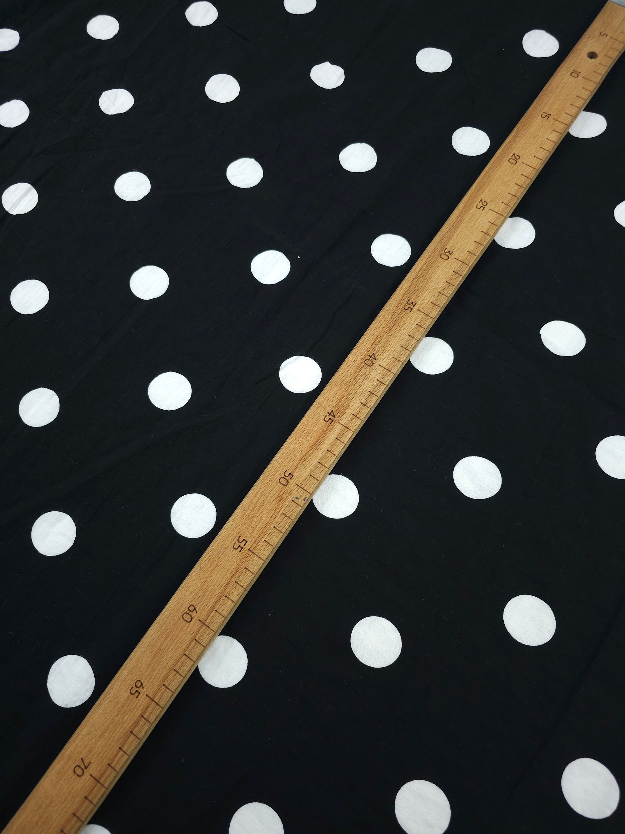 Black/White Big Polka Spot Flax Cotton