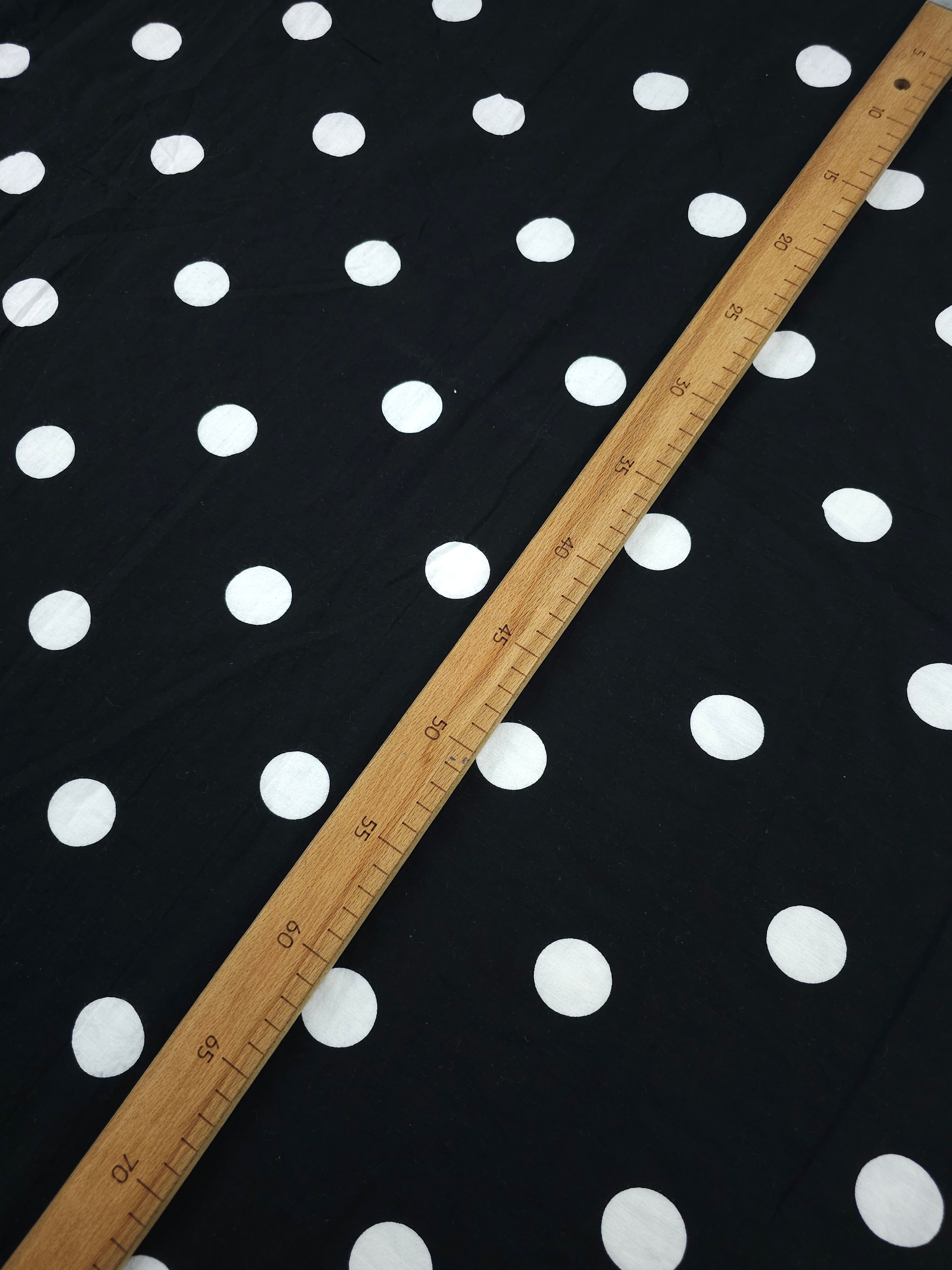 Black/White Big Polka Spot Flax Cotton