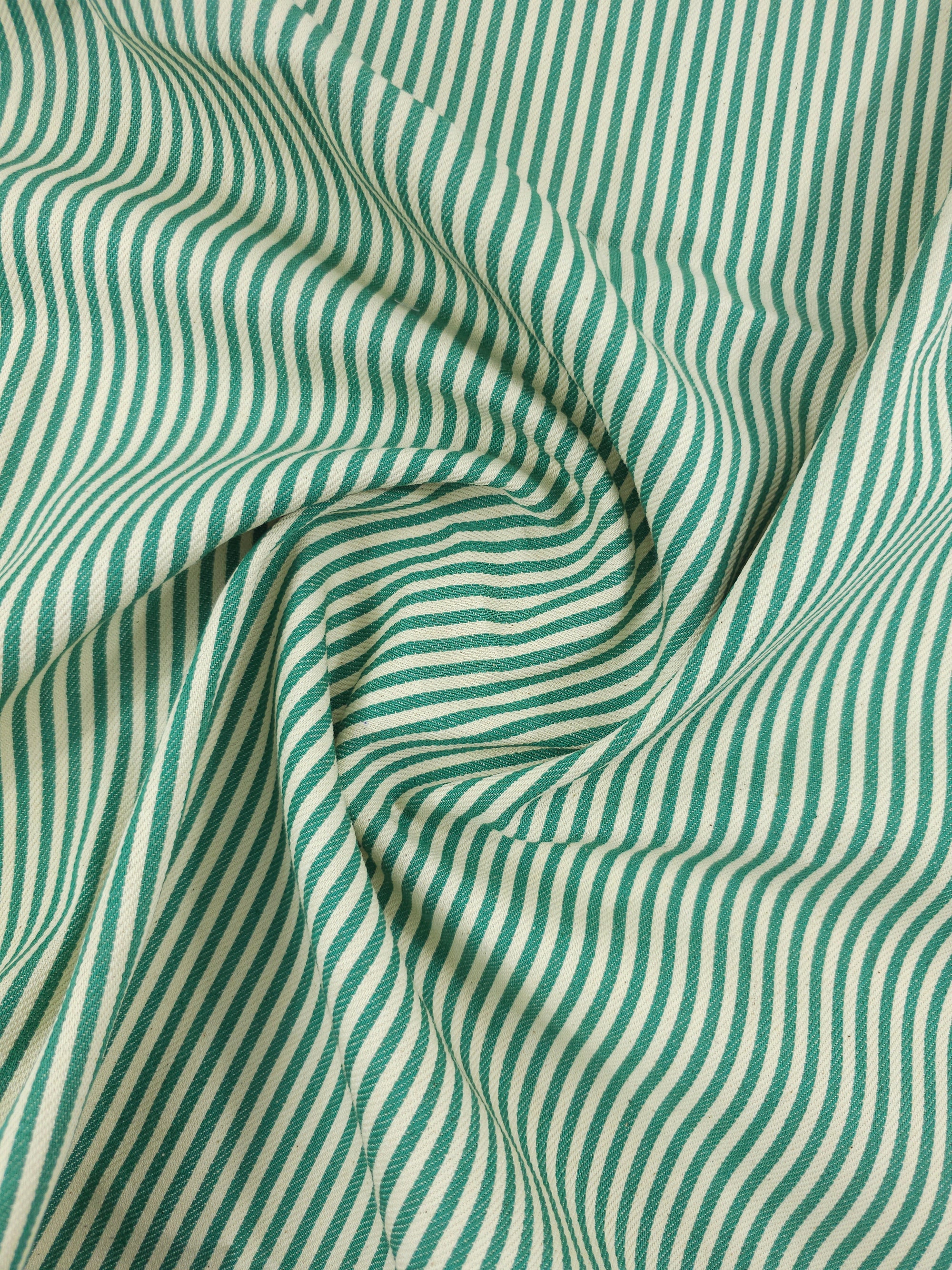 Minty Green/Ivory Stripe Denim