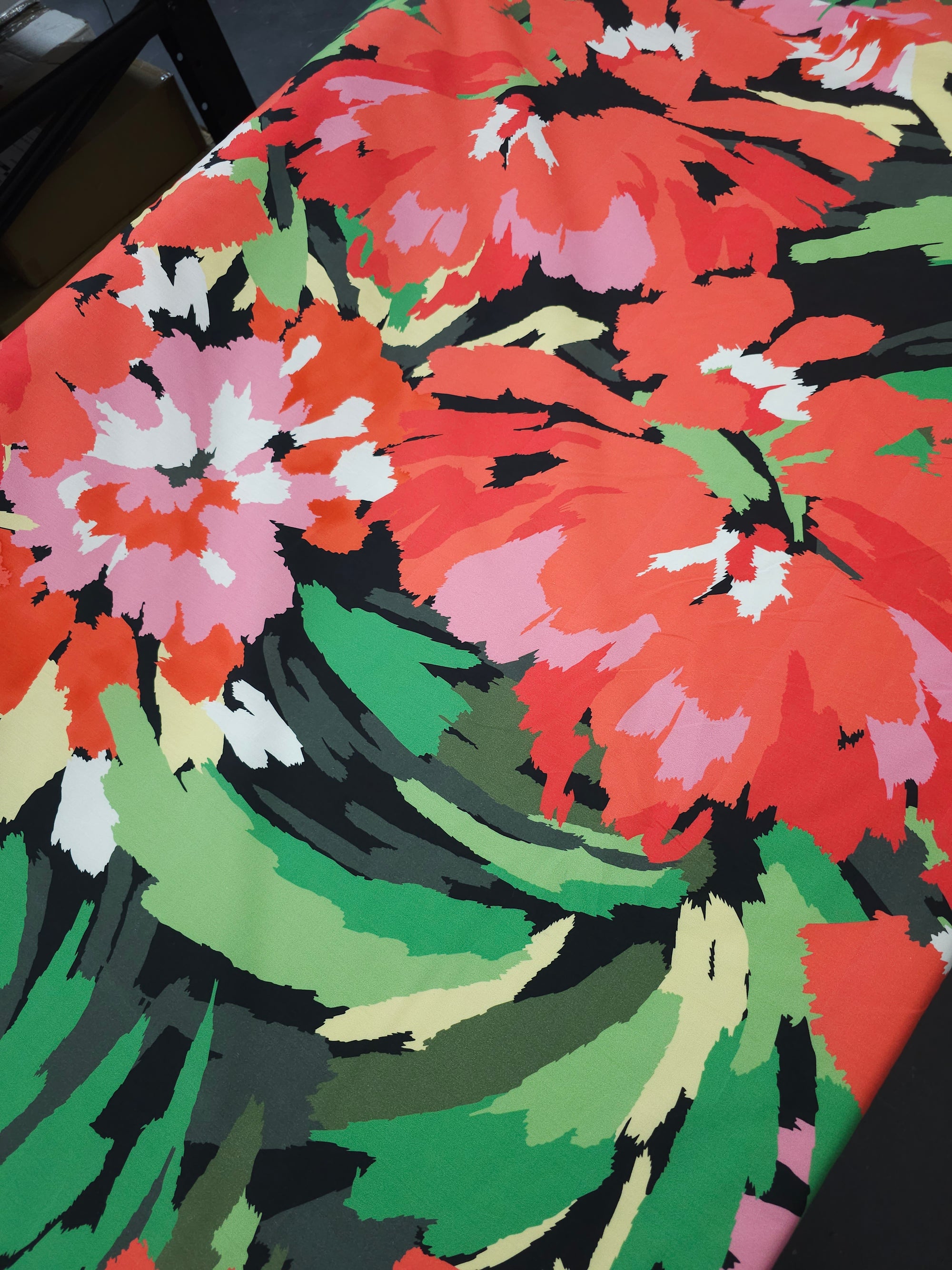 Rosy Red Brushstroke Floral Cotton Sateen